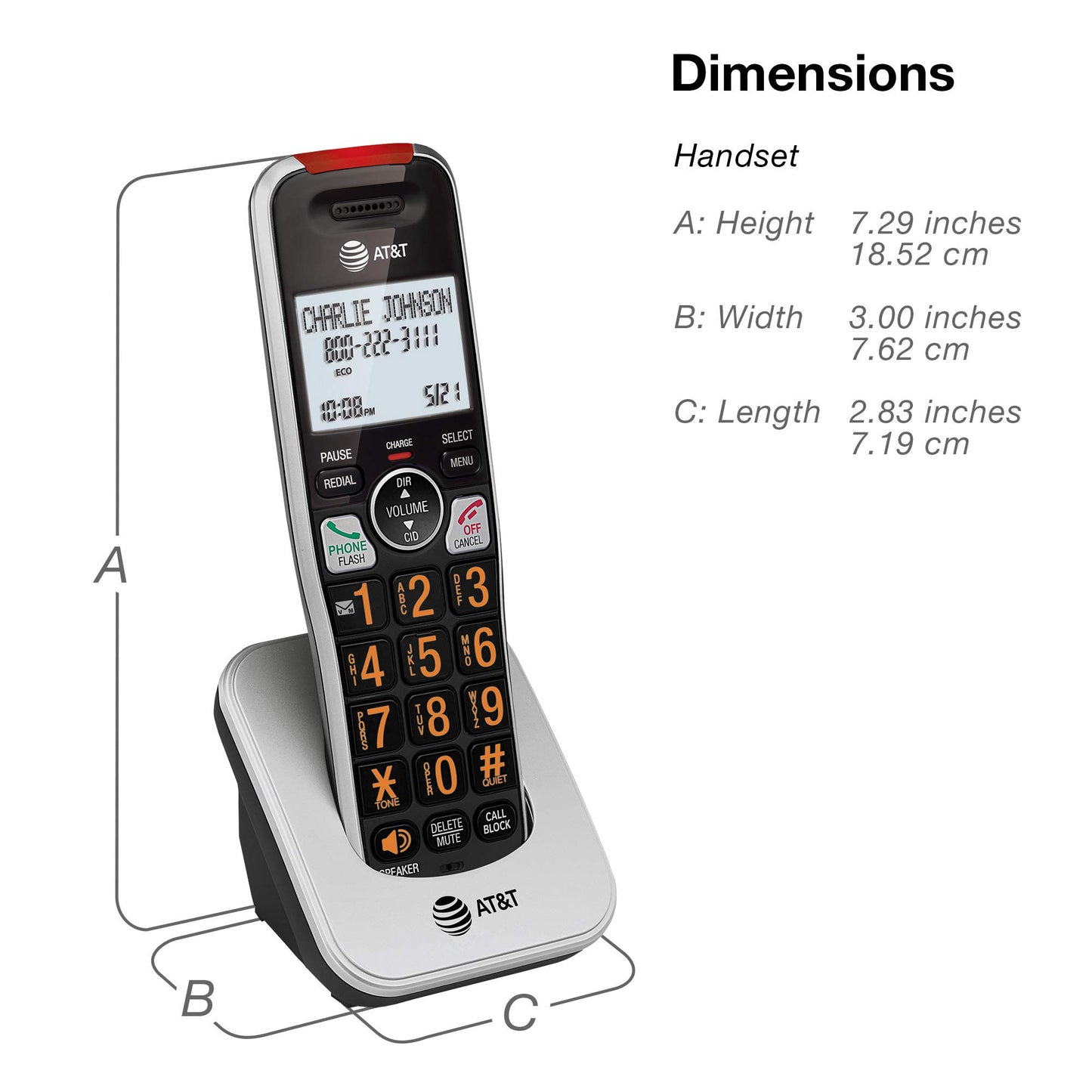 AT&T BL102-2 DECT 6.0 2-Handset Cordless Phone for Home with Answering Machine, Call Blocking, Caller ID Announcer, Audio Assist, Intercom, and Unsurpassed Range, Silver/Black