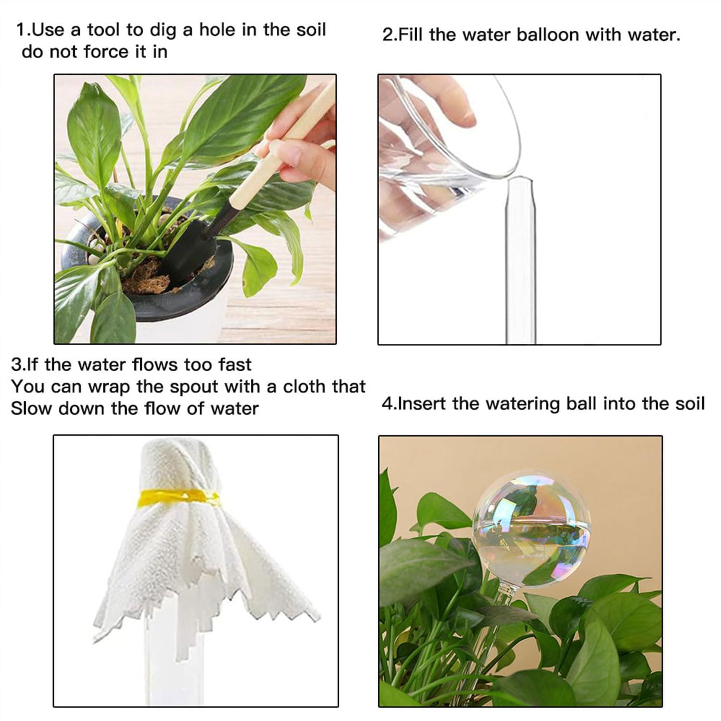 17 Oz 2 Weeks Glass Plant Watering Globes Large Vacation Water While Away Indoor Outdoor Potted Plant Slow Release Self Watering Bulbs Devices Planter Insert (Iridescent Large 3-Pack)