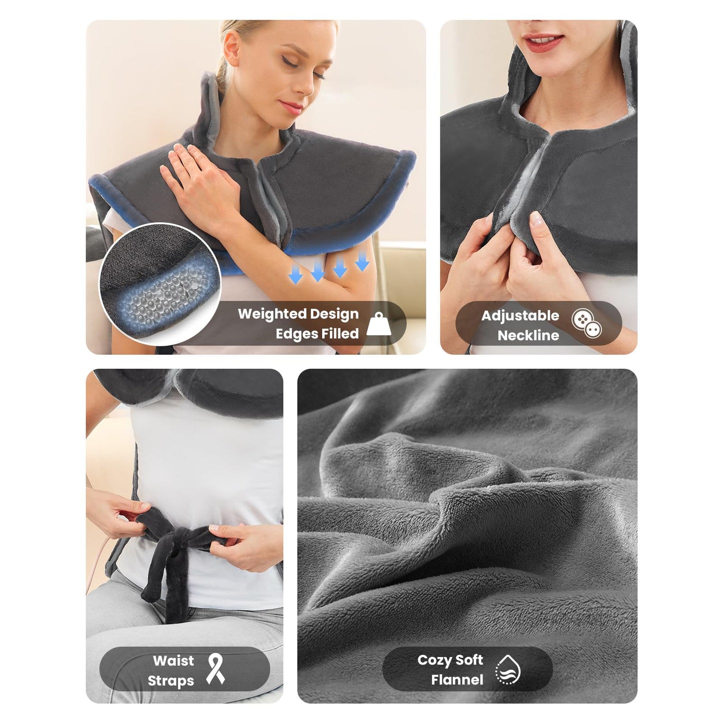 BOB AND BRAD Heating Pad for Back, 24"x34" Large Edge-weighted Electric Heat Pad for Neck, Shoulders & Full Body Comfort, Fast Heating, ETL Certified, Gift for Women Men Family