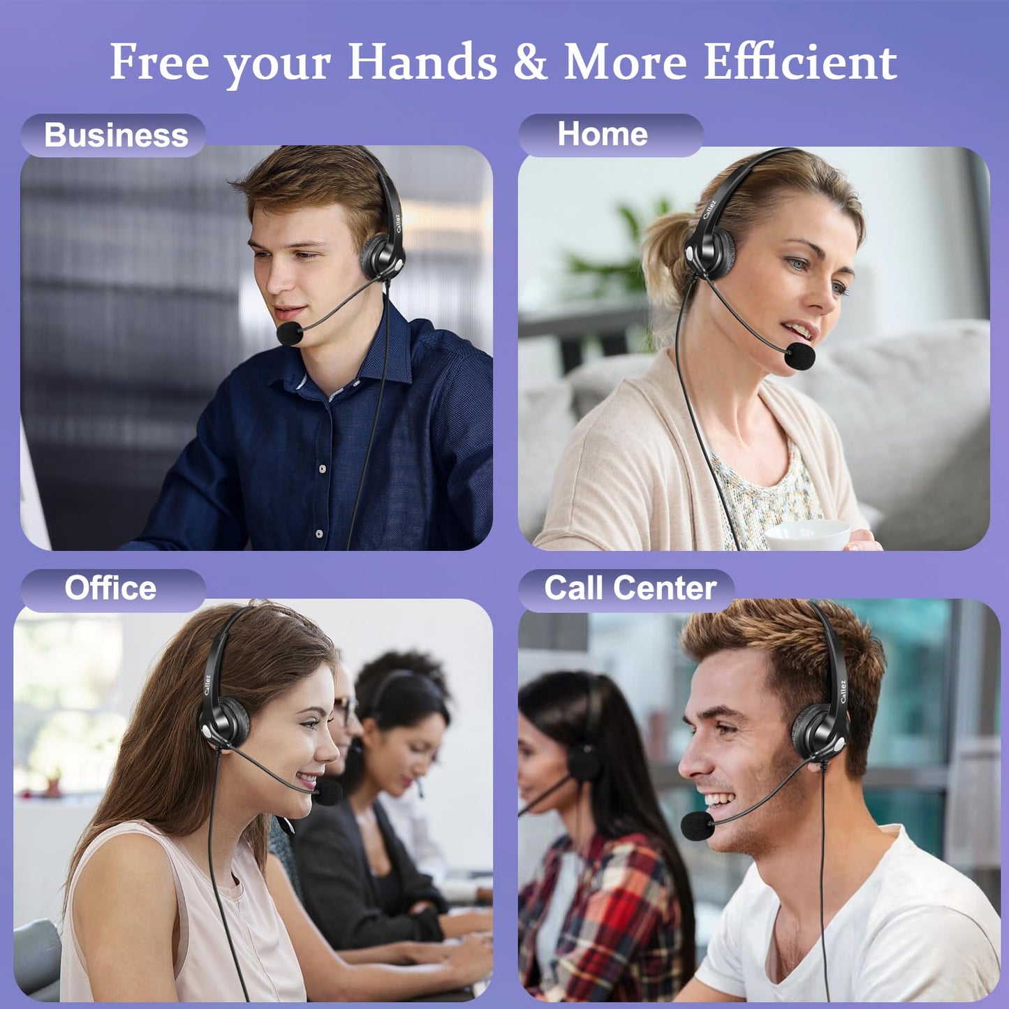 Callez RJ9 Phone Headset with Noise Cancelling Mic & Mute Switch, Corded Telephone Headset for Cisco 8851 8845 8841 8811 7965 7962 7945 7941 7841 7821 6941 6851 Office Landline Phones