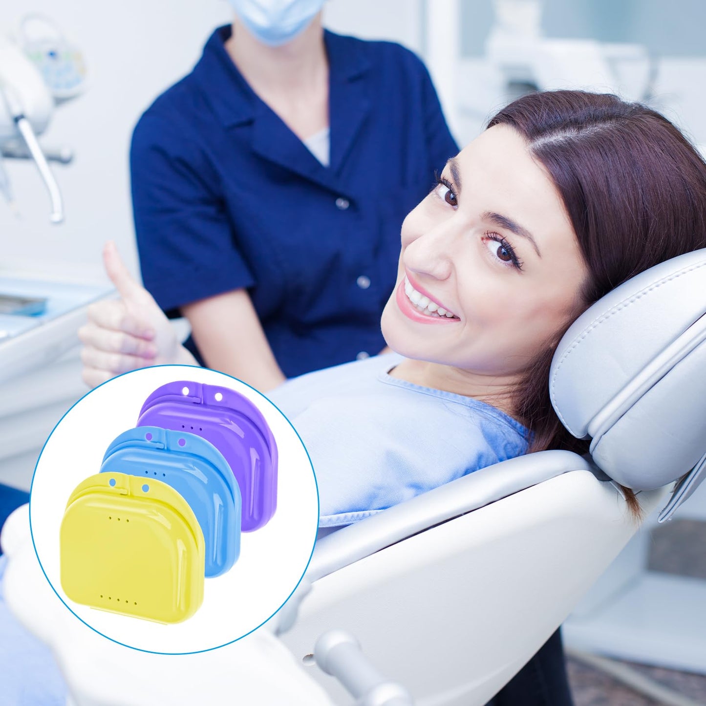 64 Pcs Dental Retainer Case with Vent Holes Mouth Guard Case Aligner & Night Guard Holder False Teeth Storage Container for Travel Office Household, 9 Colors (Classic Color)