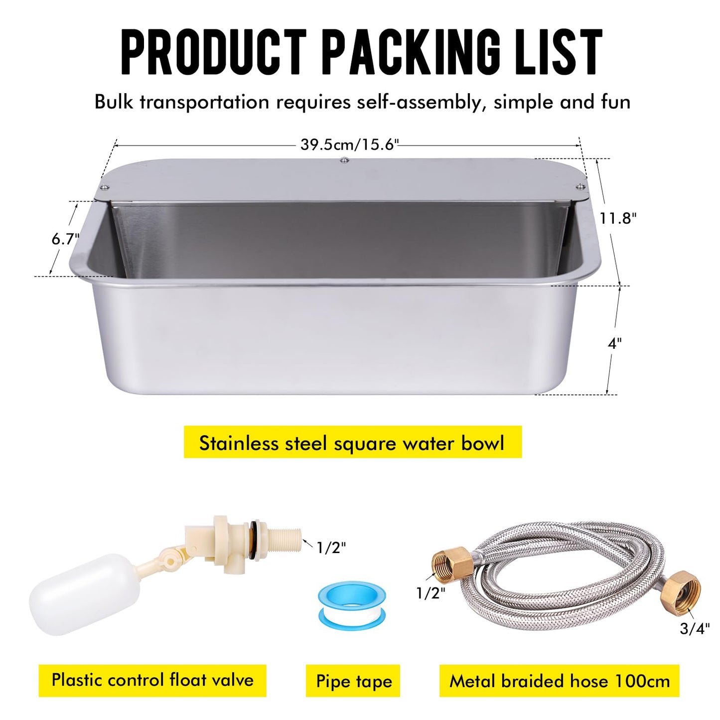 Automatic Water Dispenser for Dogs 3Gal Outdoor Water Bowl Dispenser Large Breed XLarge Auto Fill Dog Waterer Stainless Pet Waterer Big Cats Chicken Livestock (15.7" X 11.8")