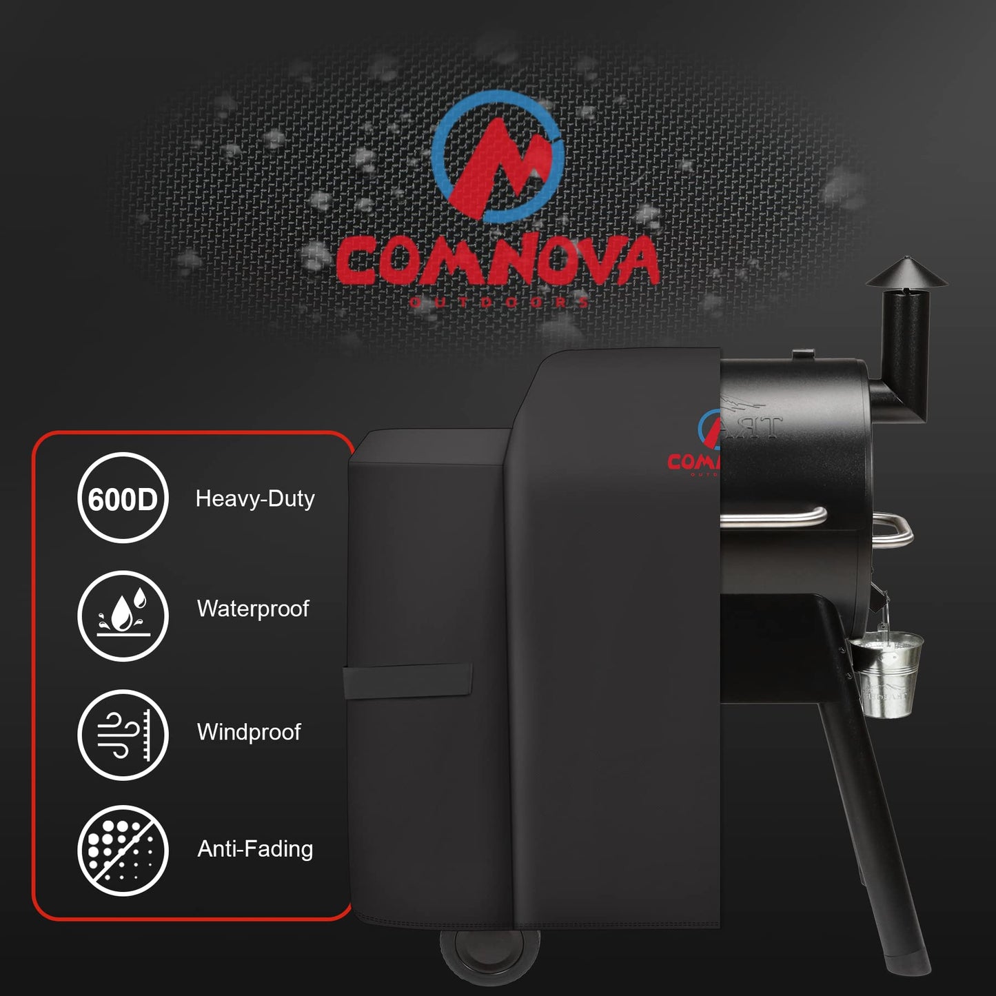 Comnova Grill Cover for Traeger Pro 22 & 575 Series - 600D Wood Pellet Smoker Cover, Waterproof & Heavy Duty BBQ Cover for Z Grills 550B and More