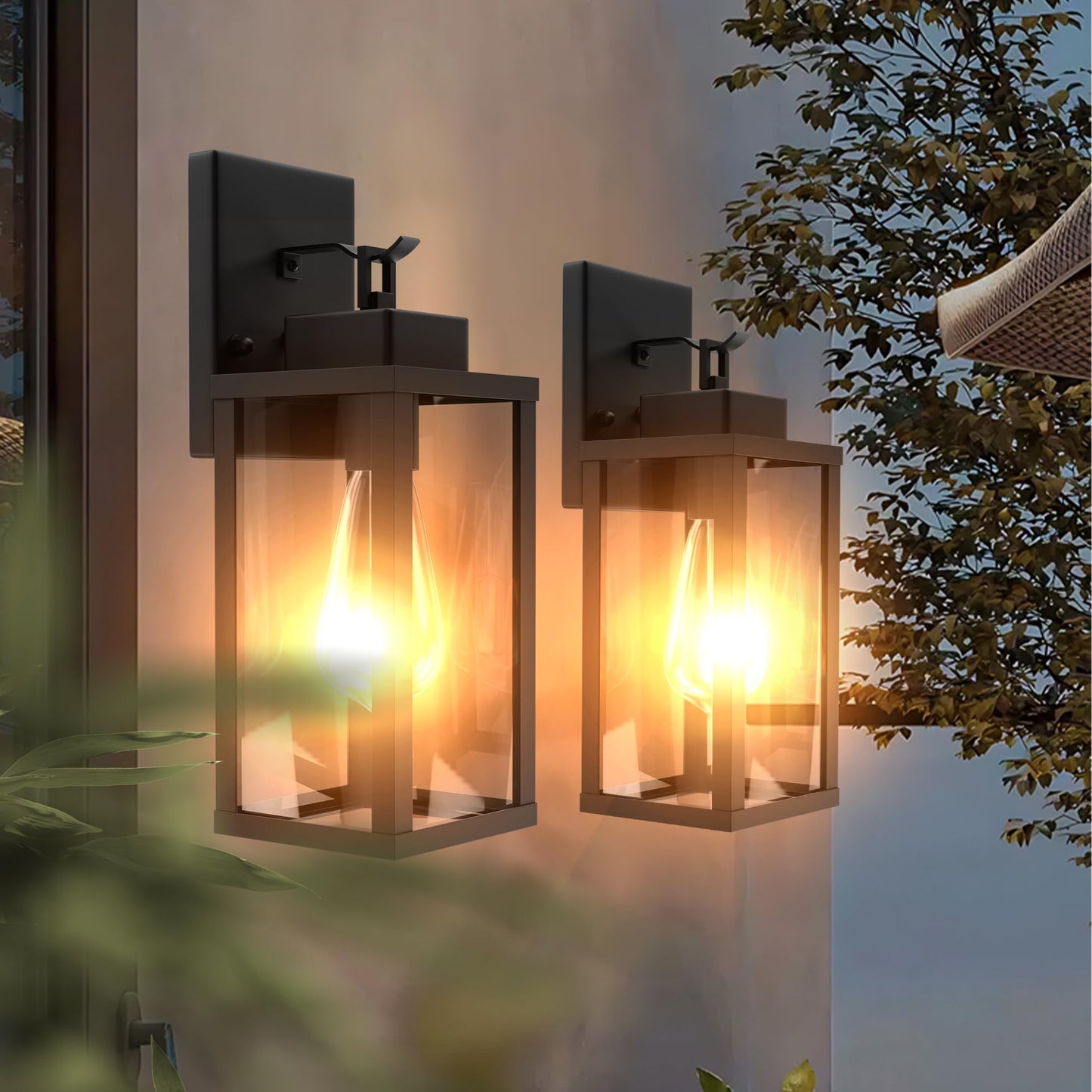 Outdoor Wall Light Fixtures Anti-Rust Porch Lights Outdoor Waterproof Exterior Lighting Fixtures Wall Lantern for Patio Front Door Garage - 2 Pack