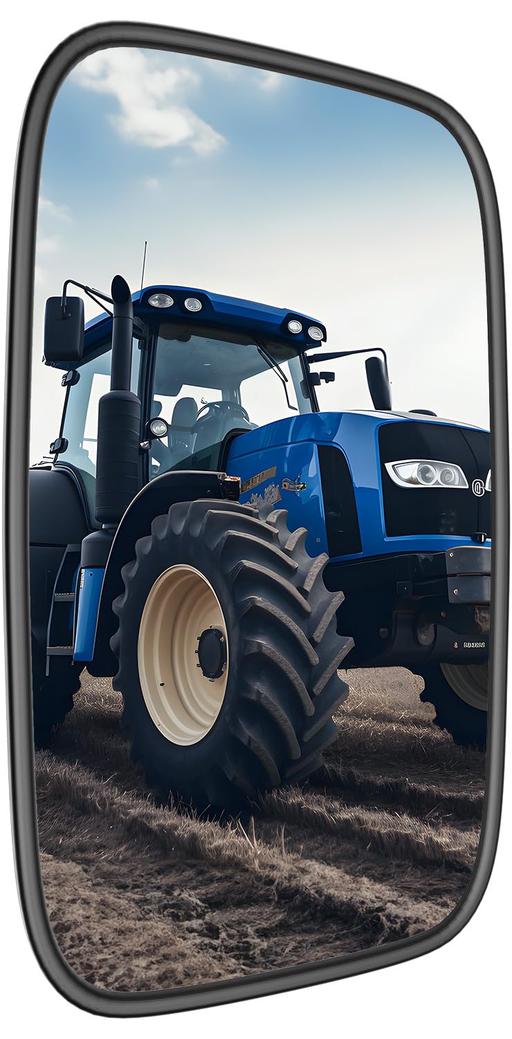 Tractor Rearview Mirror, Compatible with Front Loader, Excavator, and Farm Tractors - Fits John Deere, Case IH, Agco, New Holland, Massey Ferguson, Versatile - 7.9" x 13" Adjustable Mirror