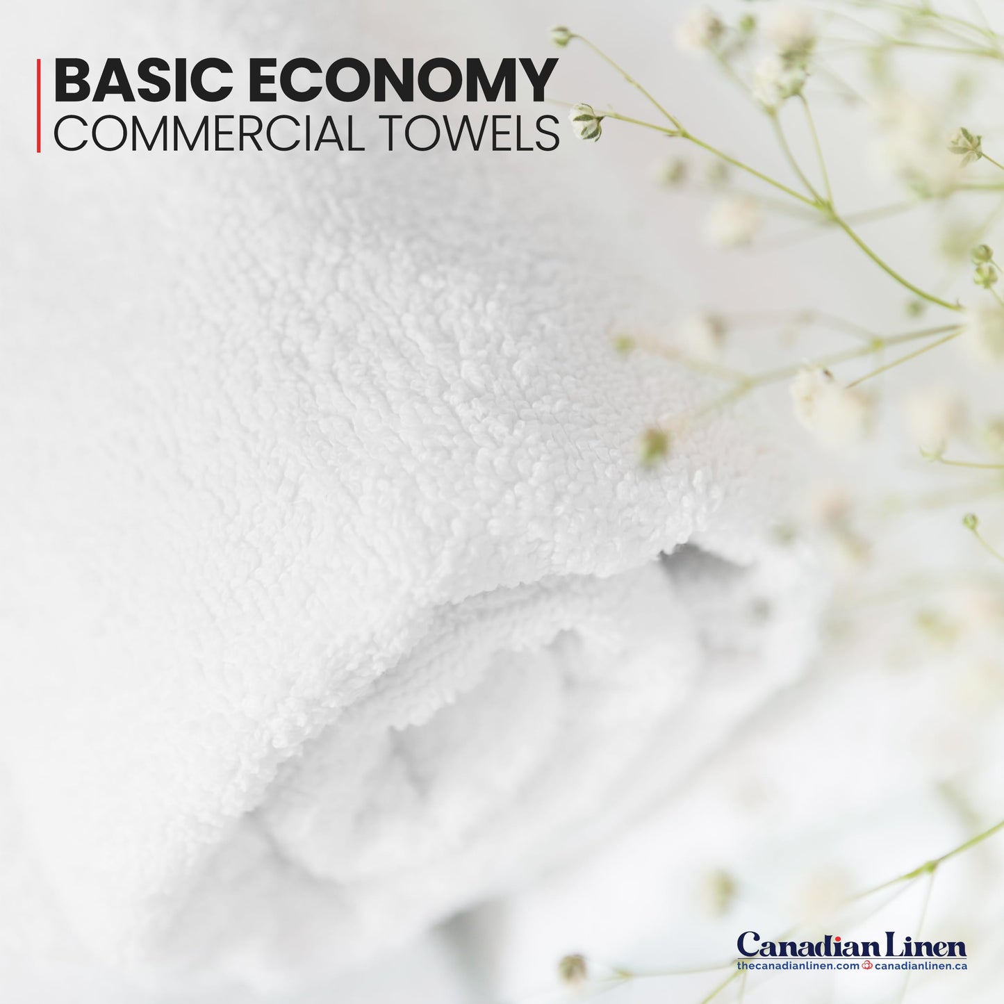 Canadian Linen Basic White Hand Towels, 15”x25”, 12 Pack Lightweight Quick Dry Terry Cotton Cleaning Dish Cloth Hair Salon Nursing Home Bathroom Spa Kitchen Office Car Wash Sports Pool Gym Restaurant
