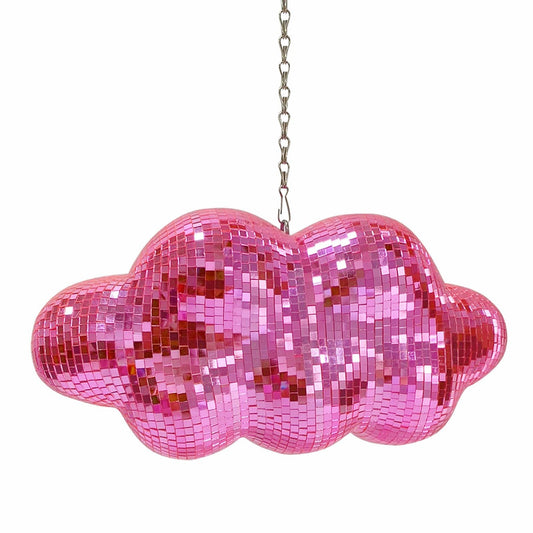 MFGDISCO Pink Disco Ball Cloud Shaped, Hanging Disco Decor for Party,Room,Home, Retro Reflective Mirror Ball with Chain, Disco Ornaments, Design Patent