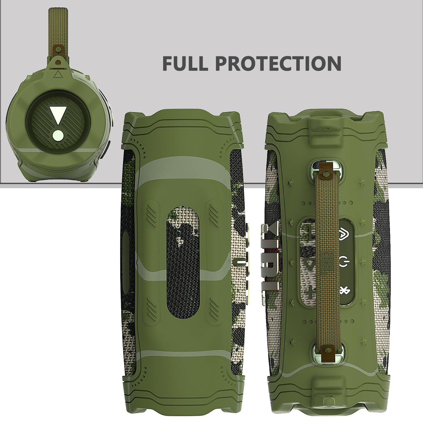 XEGIMOR Silicone Cover Case for JBL Charge 6 Portable Bluetooth Speaker Accessories, Charge 6 Speaker Protective Case with Shoulder Strap (Green Cover)