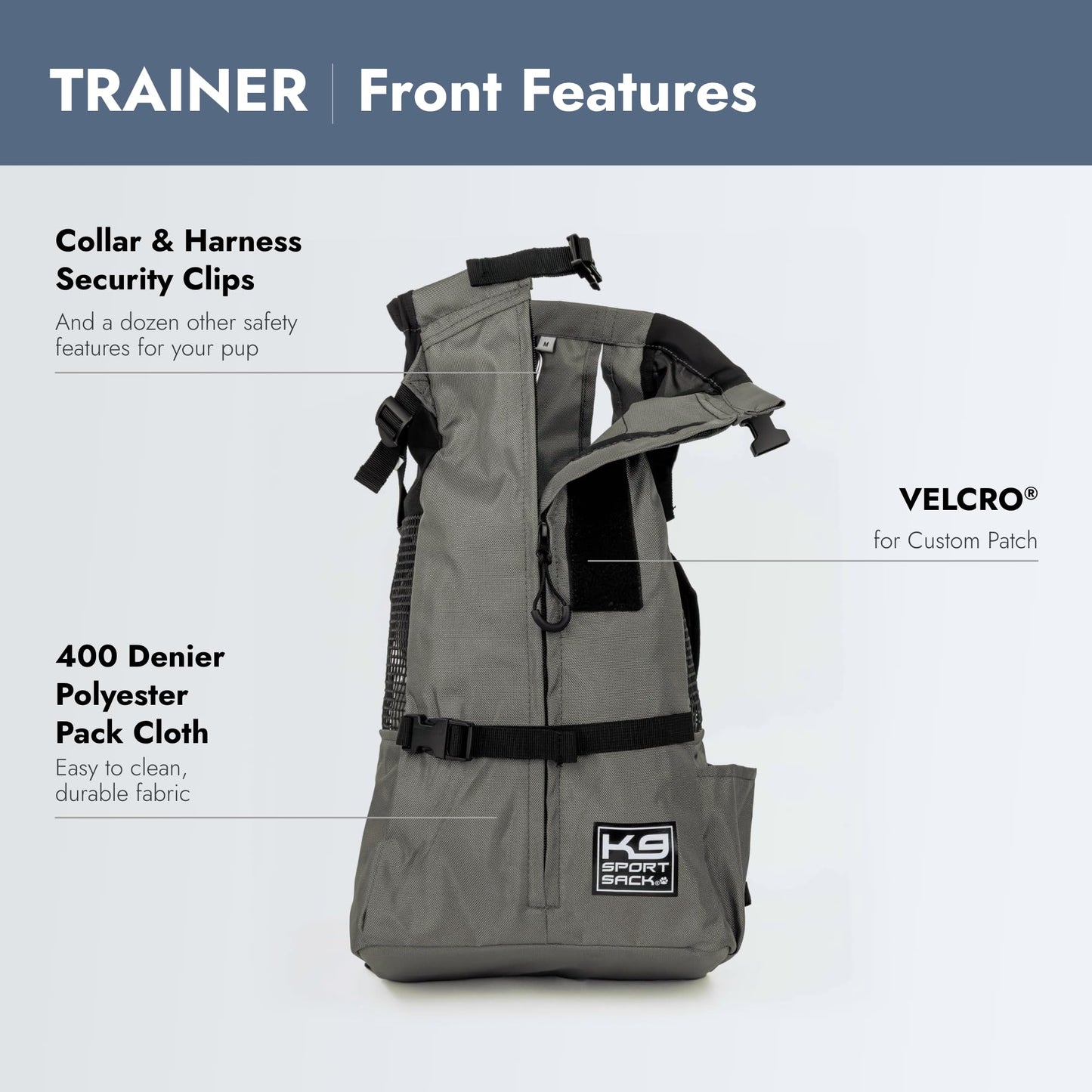 K9 Sport Sack Trainer | Dog Carrier Dog Backpack Pets, Irongate, 12.0" L x 11.0" W x 22.0" H