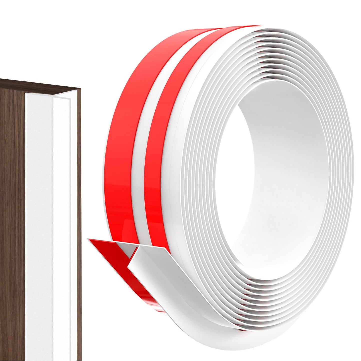 2025 New Upgrade T-Shaped Silicone Weather Stripping Seal, 1.37" x 40 FT Strip for Door & Window Gaps, Strong Adhesive Draft Stopper for Side of Door, Sliding Door, White