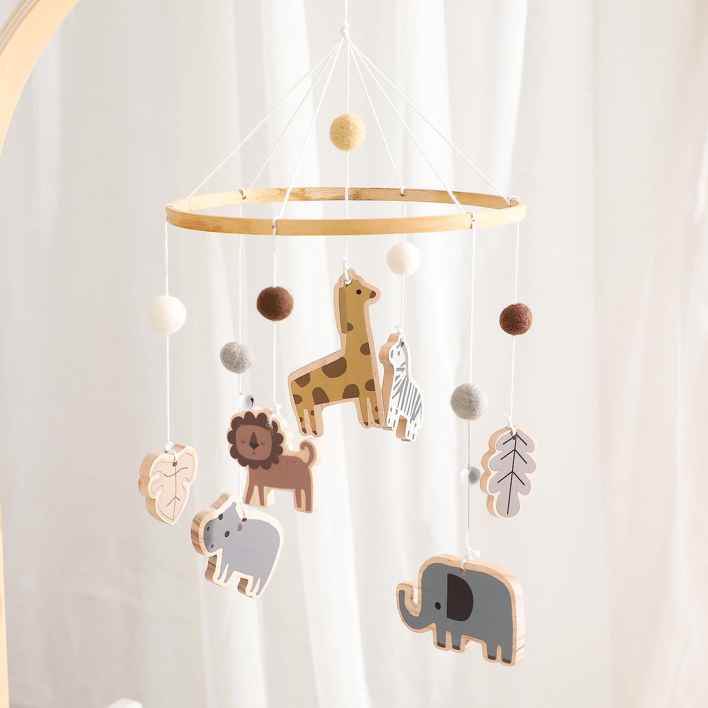 Jungle Animals Mobile for Crib, Handmade Nursery Mobile,Baby Bedroom Hanging Decoration Toy