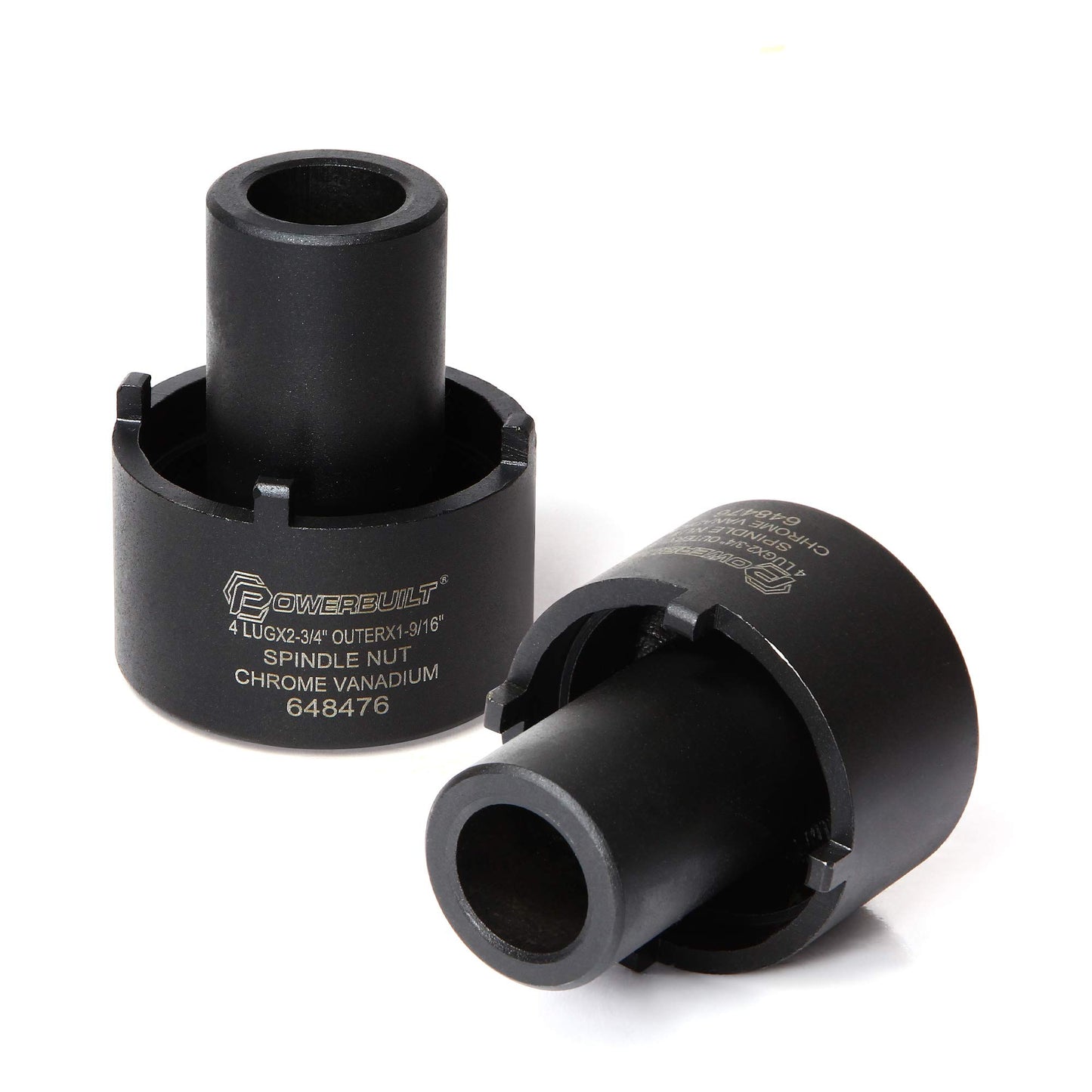 Powerbuilt Spindle Nut Socket, 4 Lug, 2-3/4-inch Outer, Ford, Easy Removal of Spindle Nuts, 2WD Rear Axles, Rotating Locknut - 648476, Black