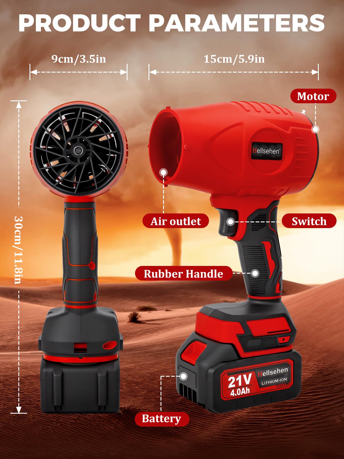 Cordless Leaf Blower with 2 Batteries and Charger Included，Handheld Leaf Blowers for Patio Cleaning, Lawn Care, Blowing Leaves and Dust, Red