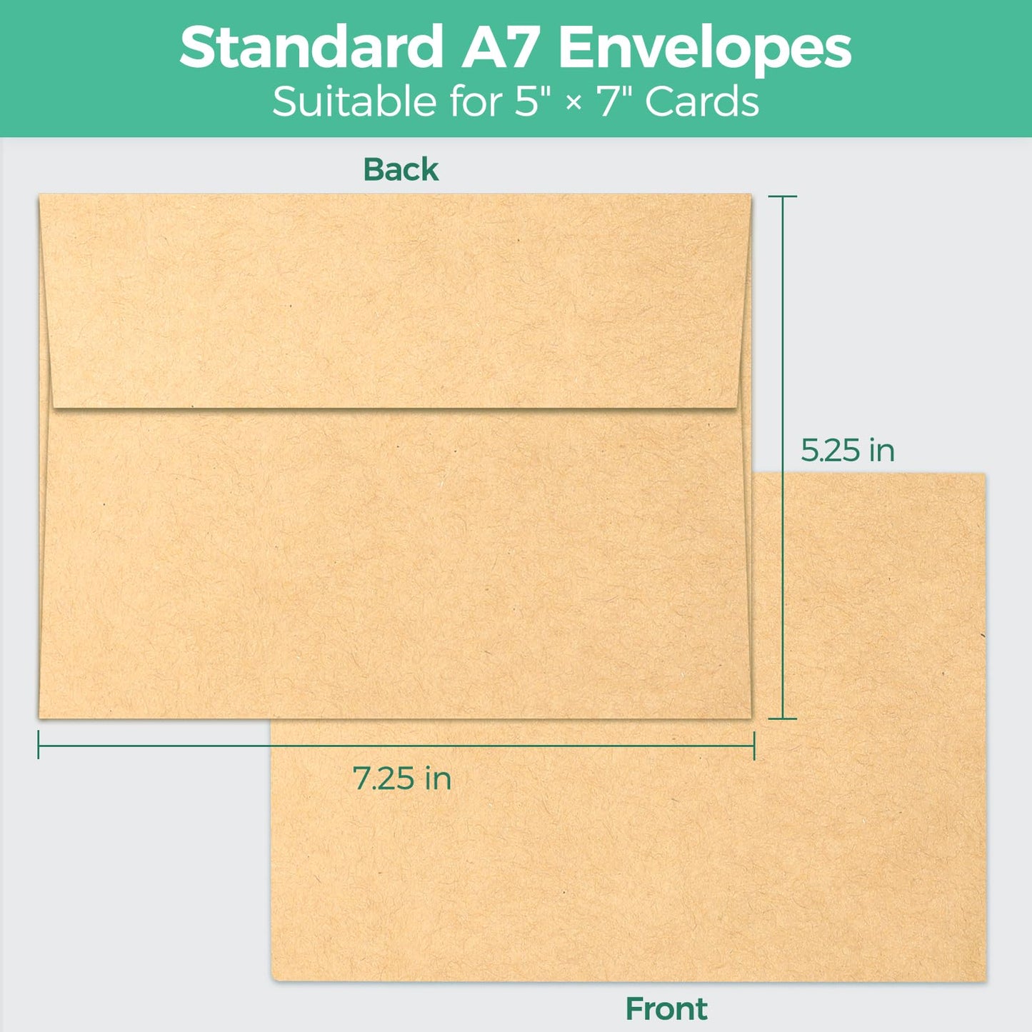 5x7 Kraft Envelopes 250 Pack, Ohuhu A7 Brown Envelopes, Printable Envelopes Perfect for Wedding, 5x7 Photos, Baby Shower, Birthday, Party, Invitations - Peel, Press & Self Seal