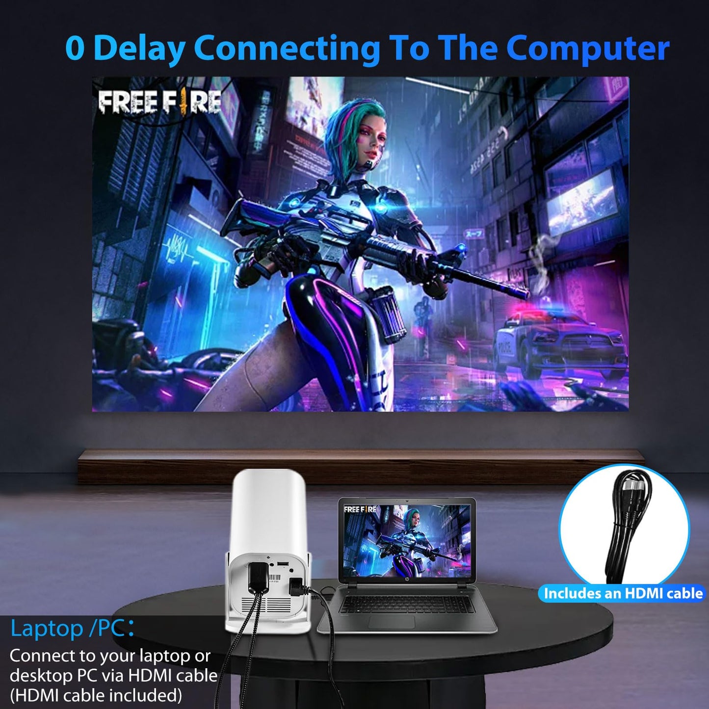 Mini Portable Projector (Built-in Speaker and Bluetooth 5.3), Video Projector for iPhone, Compatible with 4K, 1080P Movie Projector, Supports Smartphones/Video Games/TV stick/PS5/Computers/HDMI/USB