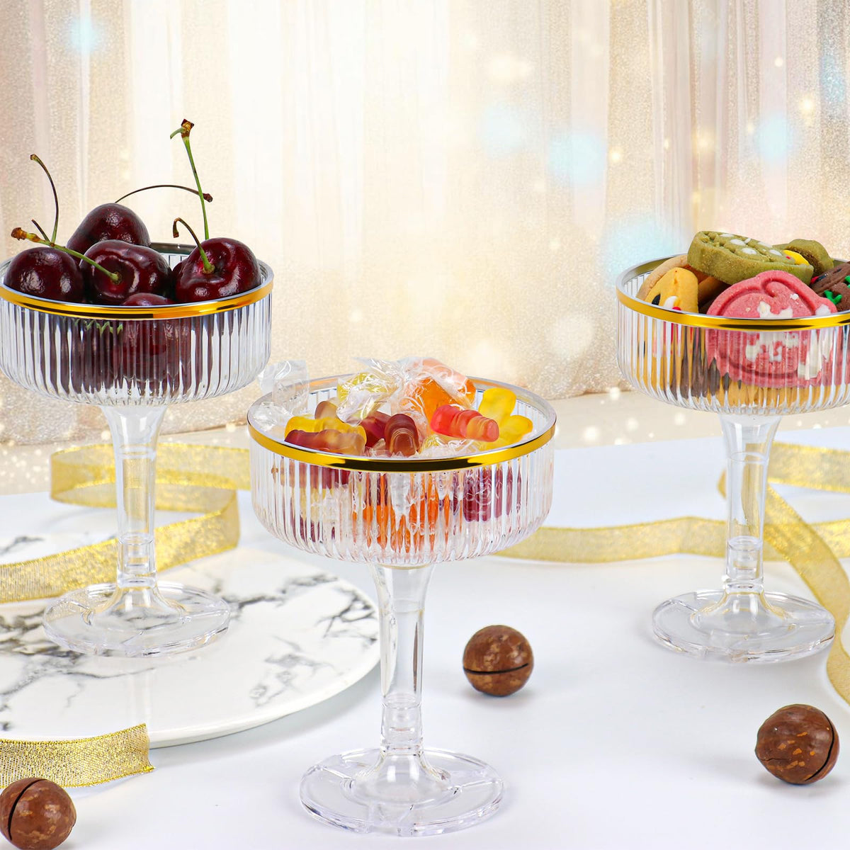48 Pack Plastic Champagne Tower 5oz Clear Champagne Coupe Glasses Plastic Champagne Flutes with Gold Rim Disposable Martini Glasses Stackable Cocktail Glasses for Wedding Birthday Party Bar Supplies