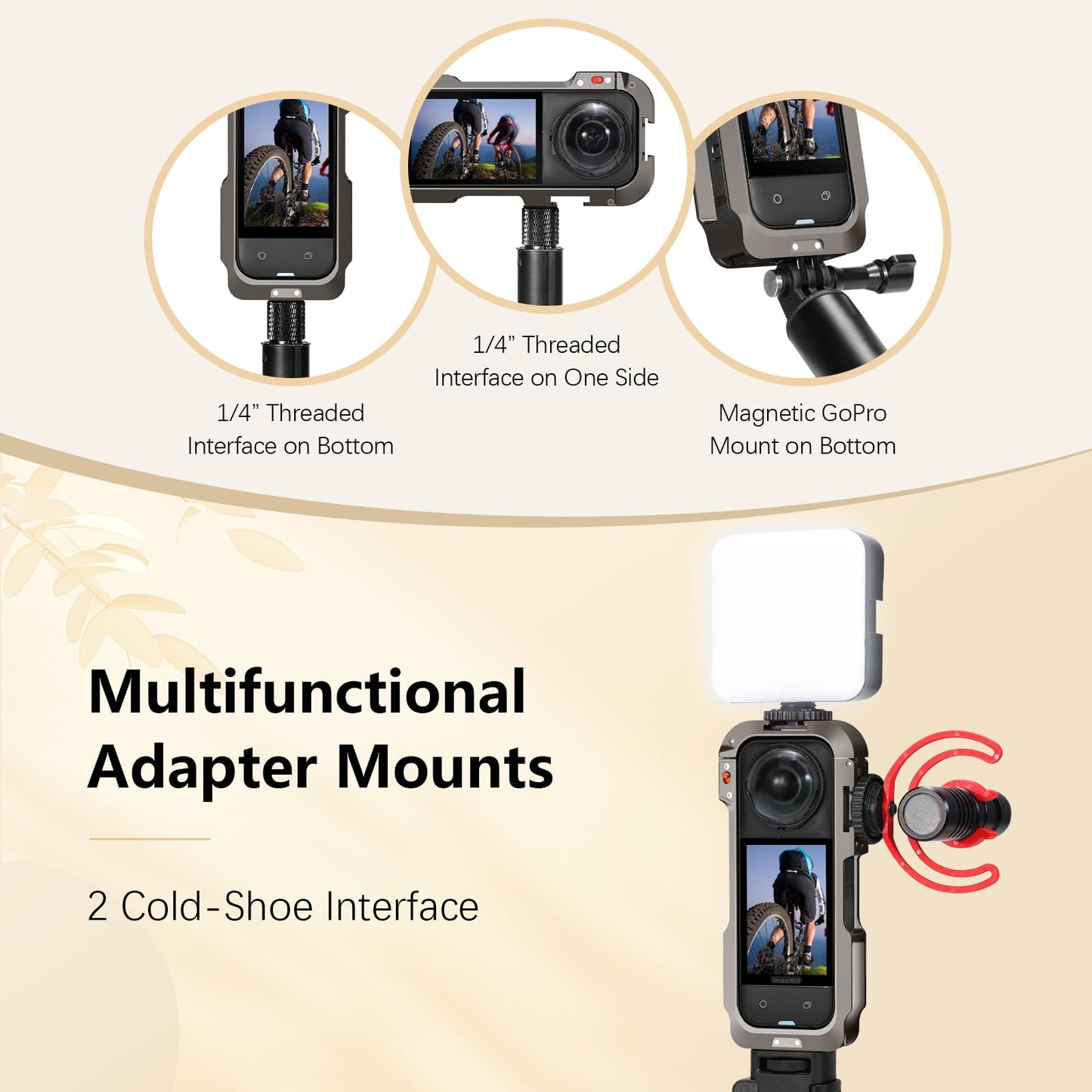 Amazear Metal Protective Case for Insta360 X5 Accessories, Insta 360 X5 Multifunction Utility Frame Stronger Construction Aluminum Cage with Quick-Release Lock, Various Expansion Mounts