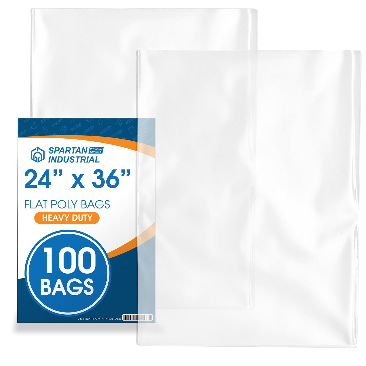 Spartan Industrial - 24” X 36” (100 Count) 2 Mil Heavy Duty Flat Open End Clear Plastic Poly Bags - For Packaging Cookware, Pillows, Quilts (Bags DO NOT Have Seal & DO NOT Have Prints)