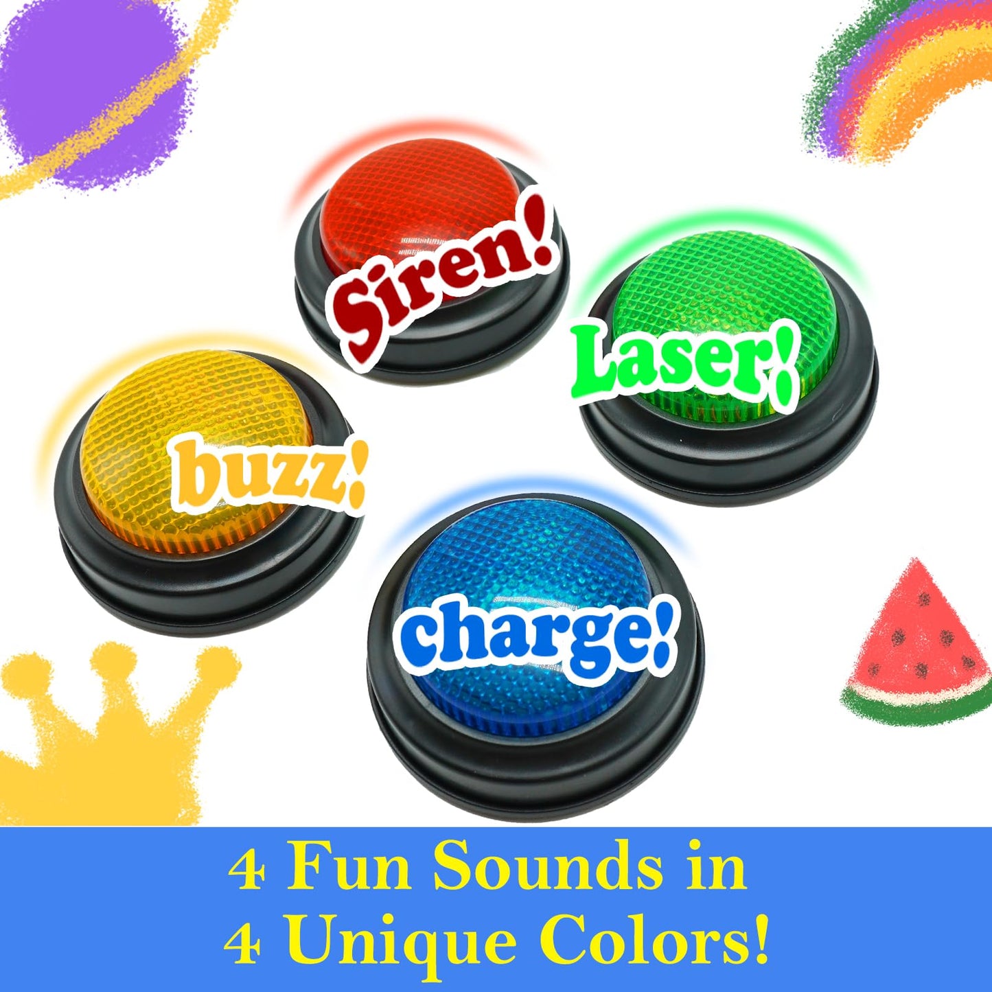Gelabur 8-Pack Buzzers for Trivia Games, Answer Buzzers for Classroom, Family Feud Jeopardy Buzzer, Game Buzzers with Lights and Sound for Classroom, Game Show Buzzer Buttons