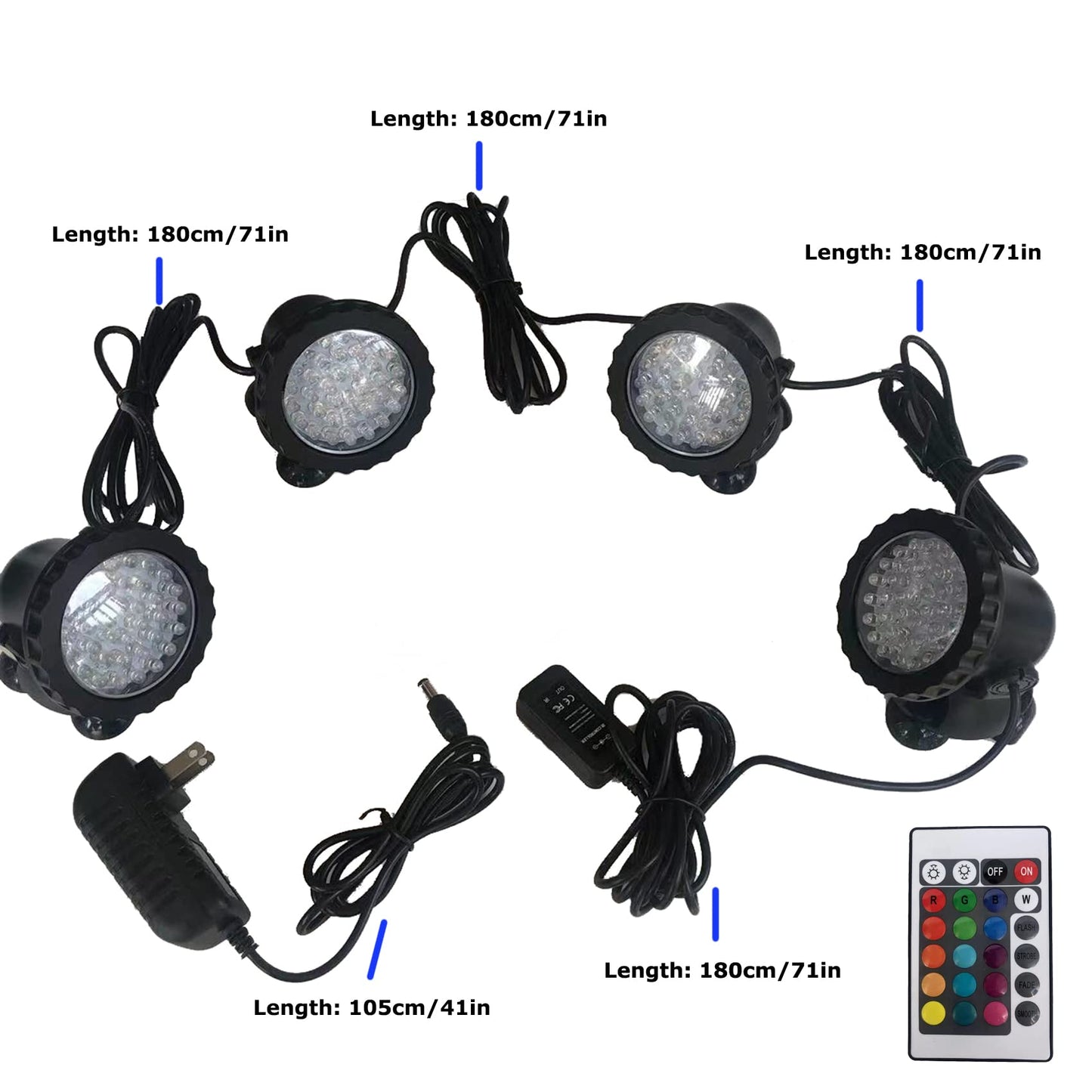 ZHGSERVU Pond Lights Submersible Color Changing Fountain Lights with Remote, 36 LED Bulbs Underwater Landscape Light Multi-Color & Adjustable & Dimmable for Aquarium Garden Pool Lawn Waterfall IP68