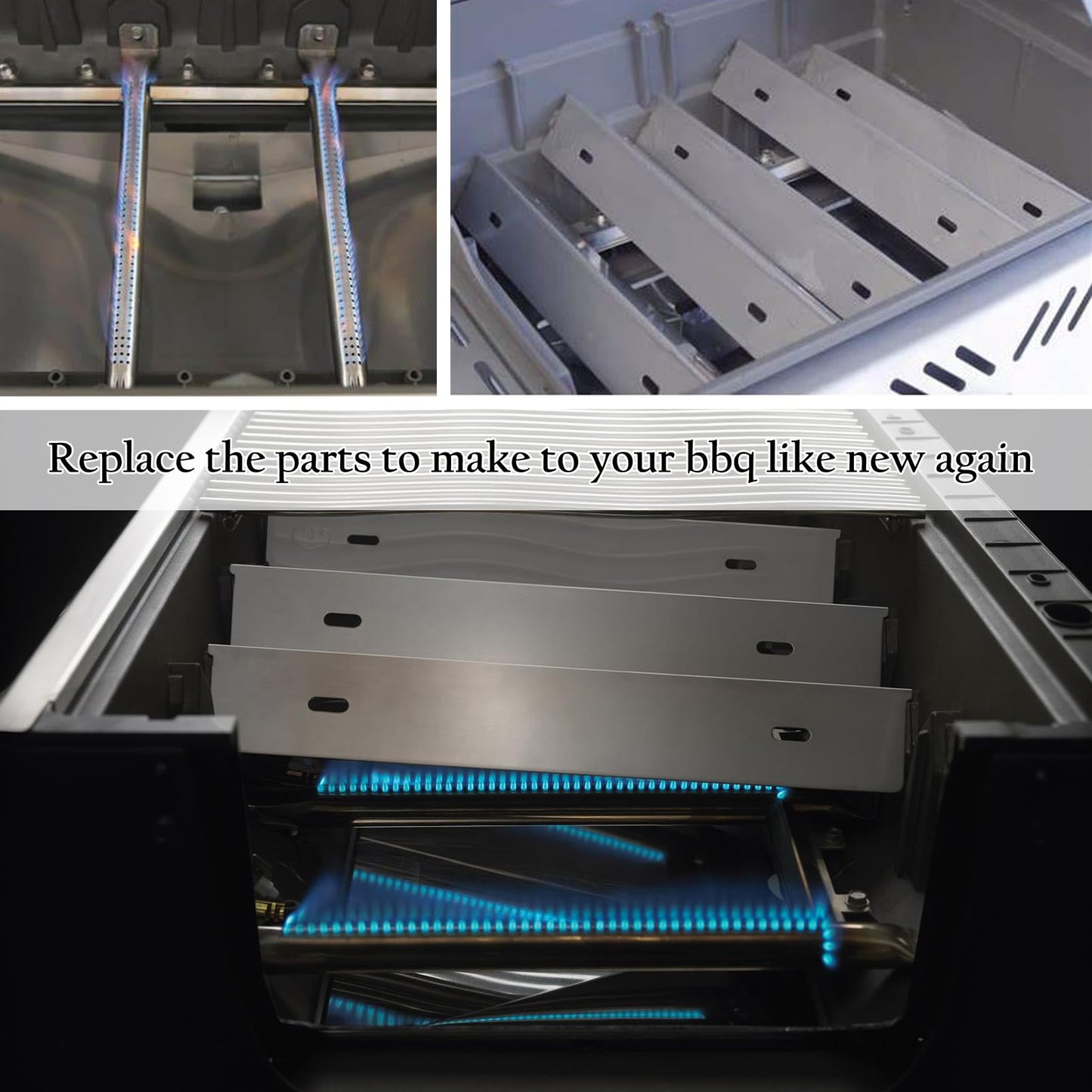 BBQSAVIOR SC13 BBQ Replacement Parts for Napoleon Prestige 500 PRO 500 Napoleon Rogue Series 525 625 425 Stainless Steel 7 Sear Plates and 4 Burner Tubes