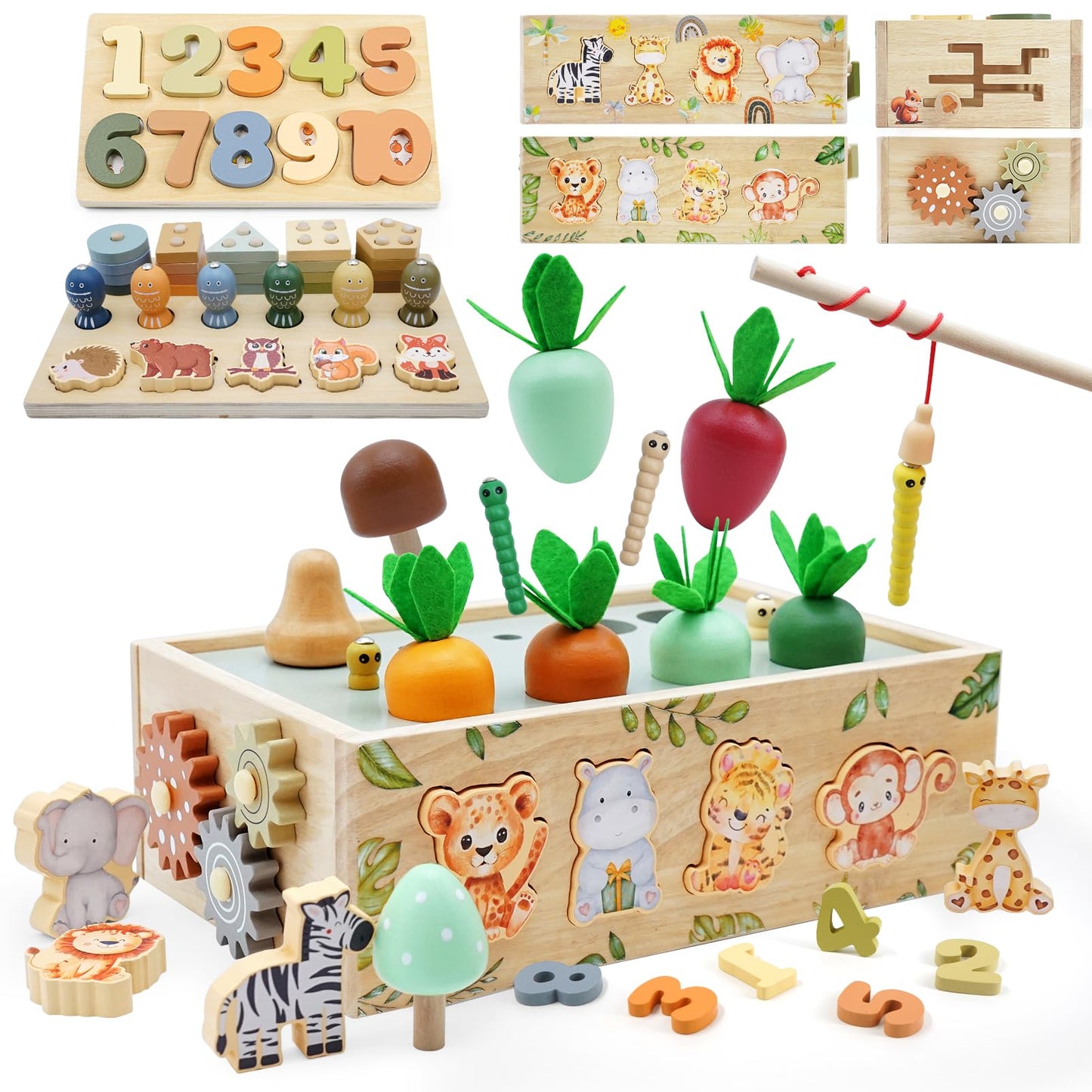 Montessori Toys for 1 Year Old - Educational Wooden Toys for Toddlers 1-3 Years Old Boys Girls,Wooden Animal Shape Sorting Toy Fine Motor Skills,1st Year Birthday Gifts for 1 2 3year Old boy Girl