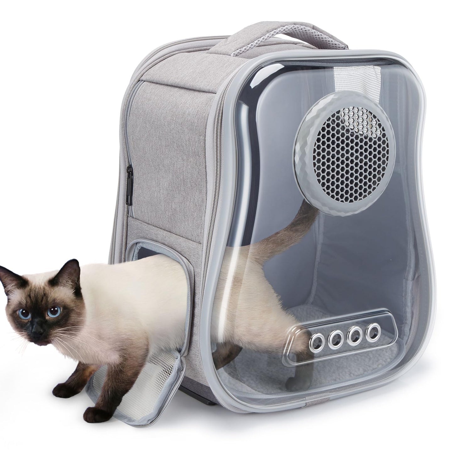 Ownpets Cat Backpack Carrier, Breathable Bubble Pet Backpack for Cats and Small Dogs up to 15lbs, Transparent & Foldable Pet Carrier for Travel, Hiking, and Outdoor Adventures
