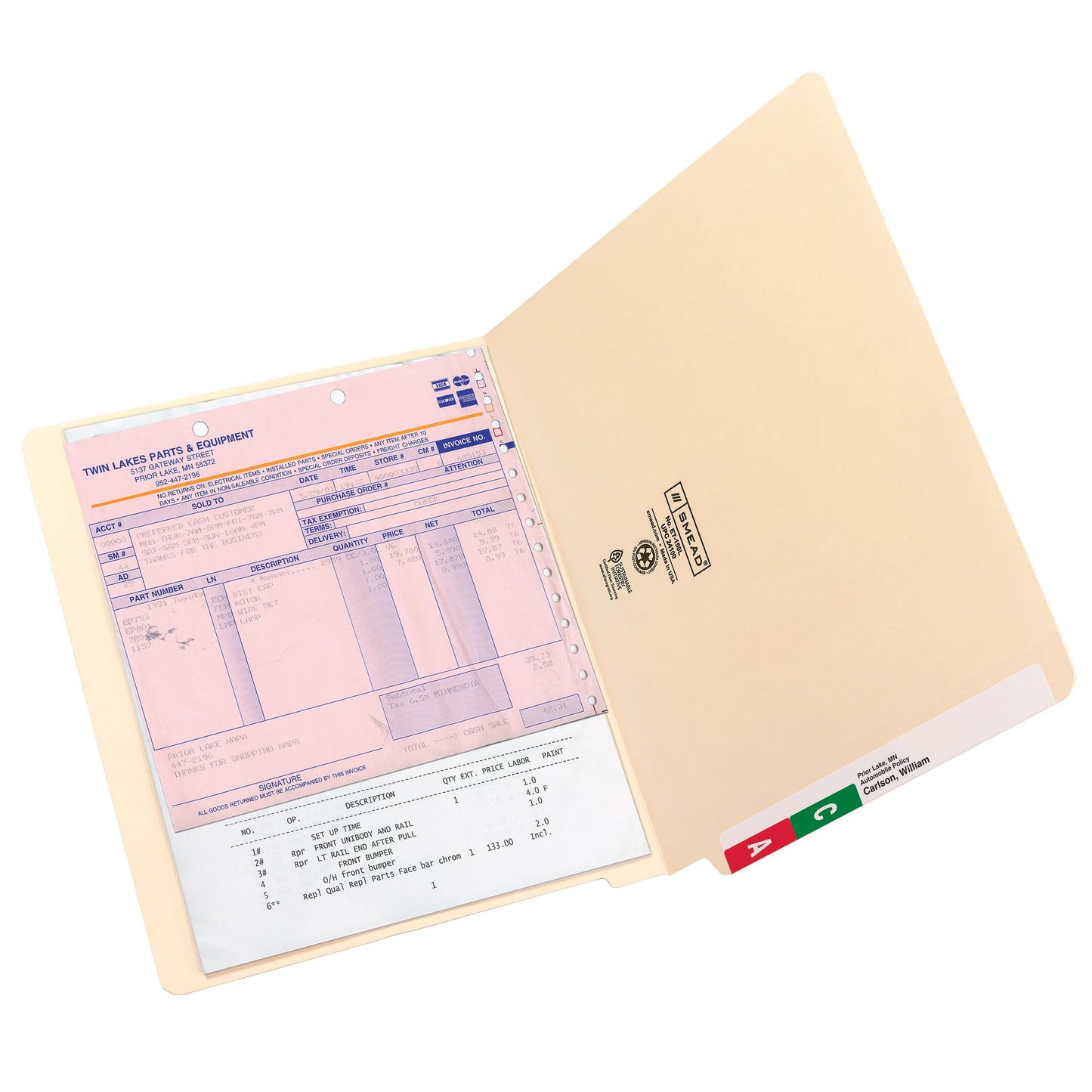 Smead End Tab File Folders, Letter Size, Straight Cut, 11 Point, Manila, 100 Per Box (24100)