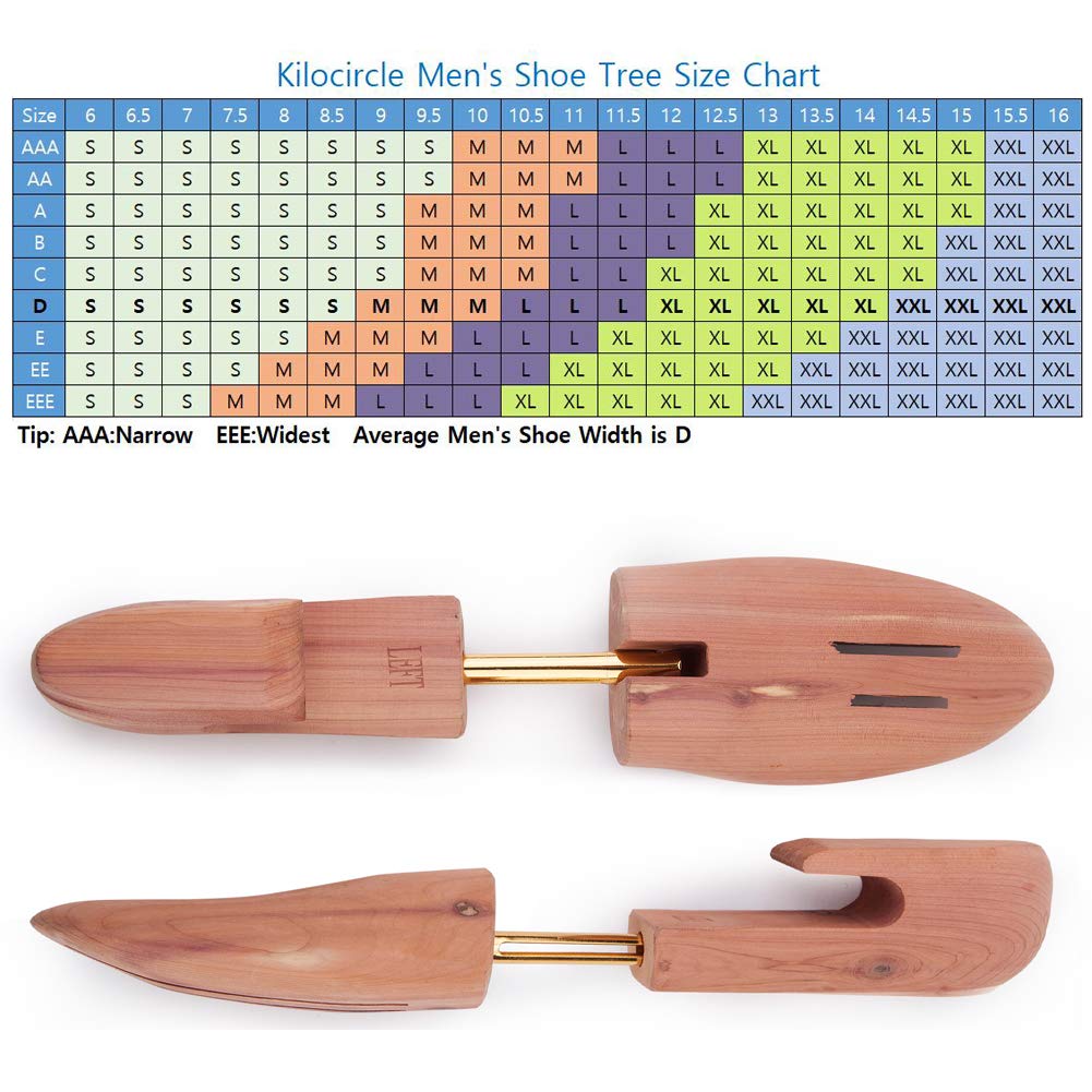 Kilocircle Men's Adjustable Red Cedar Wood Shoe Tree Single Tube 2 Packs, Medium(Fits Shoe Sizes 9-10)