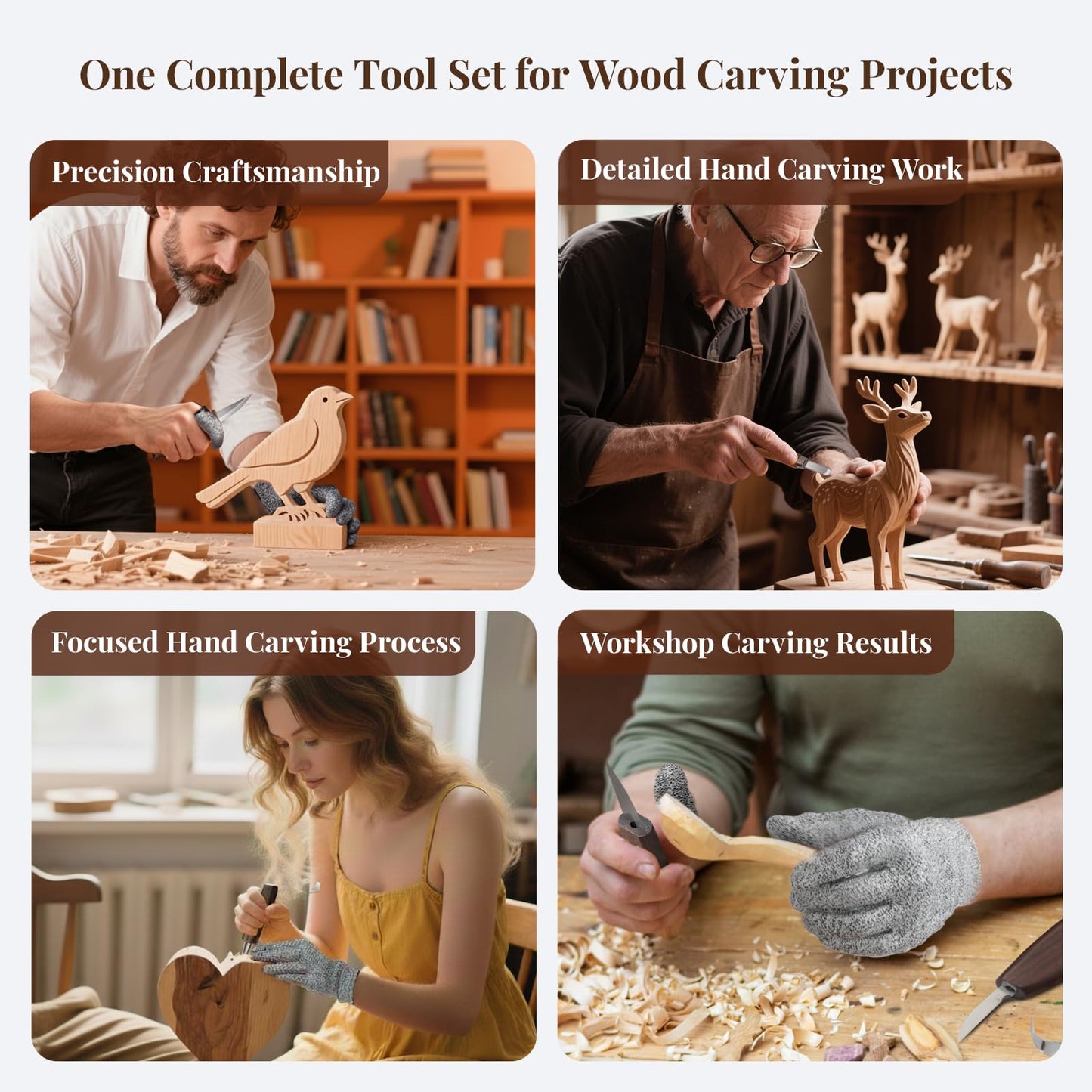 COZYGIFT Wood Carving Kit for Adults & Kids Beginners, 31PCS Whittling Knife Set with Video Tutorials - Hook Knife for Spoon Carving, Basswood Blocks, Strop & Gloves. Best DIY Hobby Gift for Dad