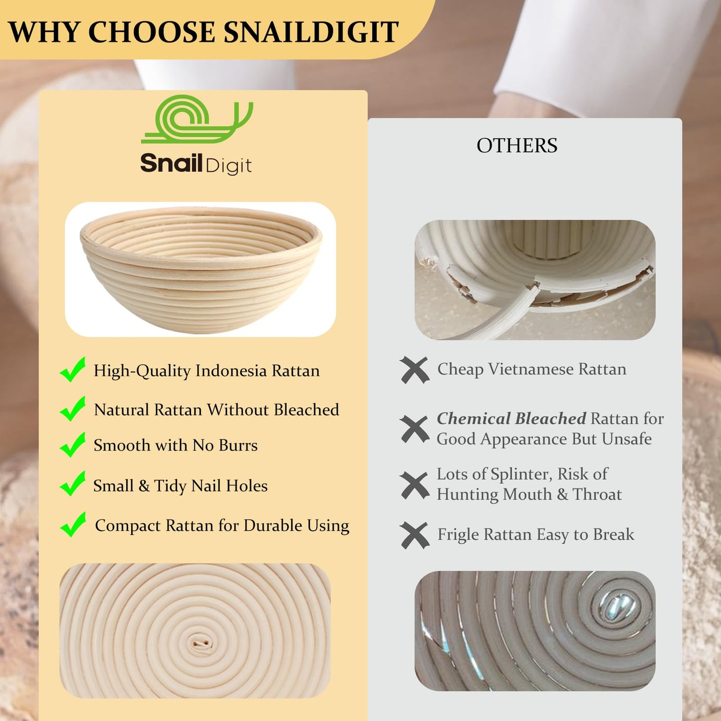 Bread Proofing Basket 9 Inch: Set of 2 Round Banneton Sourdough Proofing Bowls for Artisan Bread Making for Professionals and Home Bakers