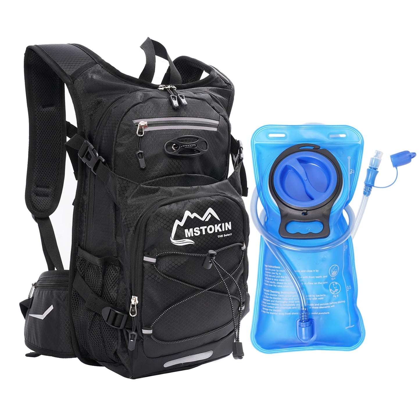 MSTOKIN Hydration Backpack Hydration Pack Hiking Backpack with Water Bladder for Kids Man Women Lightweight Water Backpack Hydration Bag Hiking Bag for Cycling Biking Climbing(Black)