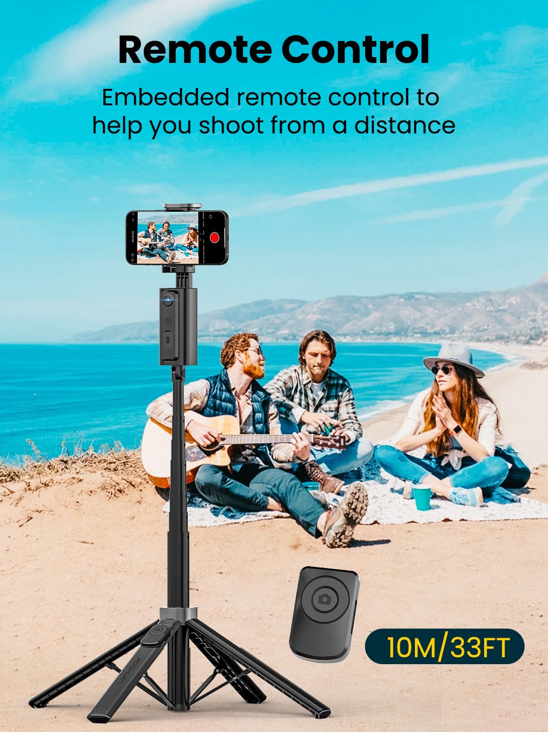 AOCHUAN Face Tracking Tripod for iPhone,57'' Expandable Selfie Stick for iPhone,Phone Tripod for Android with Remote, No APP,Gesture Control,Content Creator Essentials for YouTube, Tiktok,Smart M3