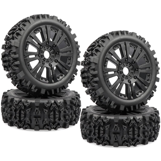 Acekeeps 4-Pack 1/8 RC Buggy Tires Mounted 17mm Hex Wheels OD 120mm for Losi Team Arrma Typhon 3S 6S HSP HPI RC Off-Road Car