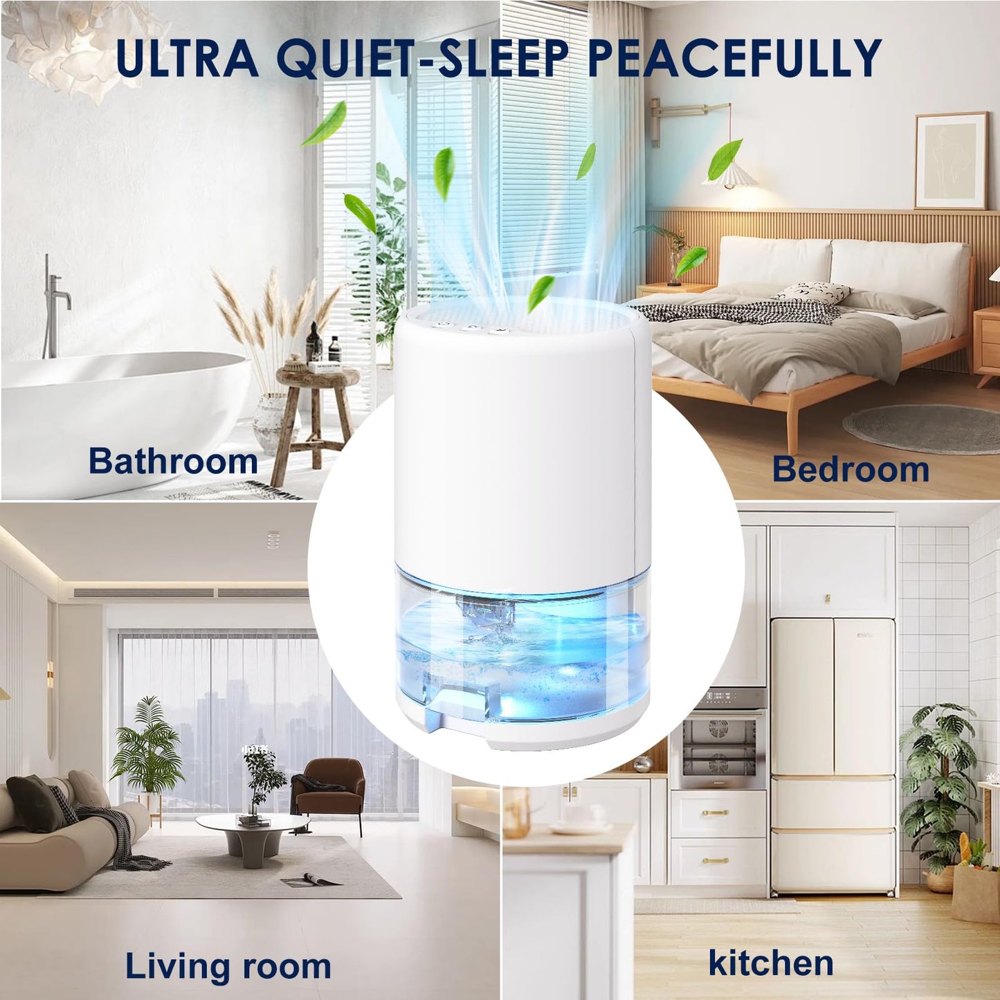WUTAIN Small Dehumidifiers for Bedroom Bathroom RV, 33.8 OZ Quiet Mini Portable Dehumidifier, Auto Shut Off, 7 LED Light, Compact Moisture Absorber for Home, Closet, Small Room up to 280 sq.ft