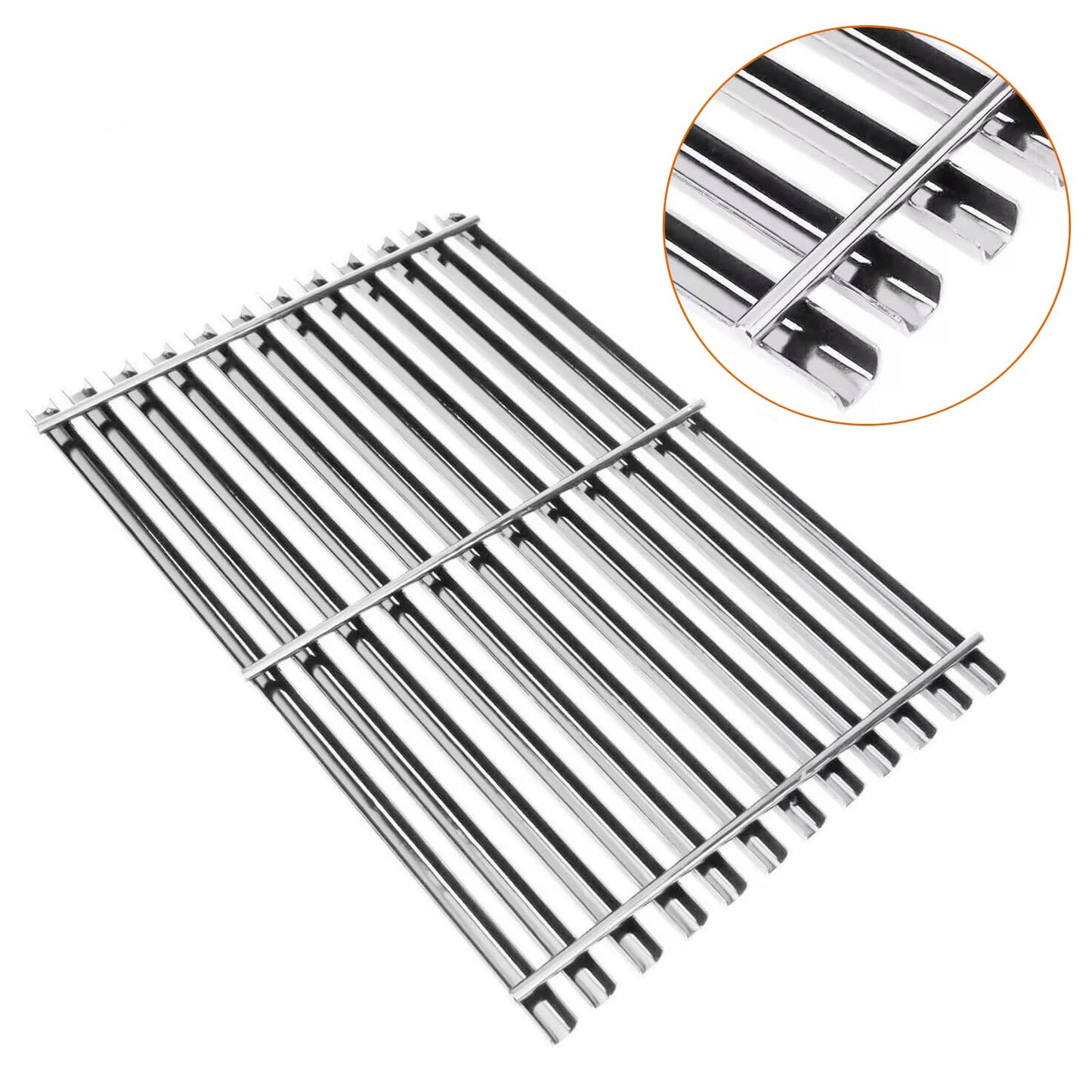BBQ Future 7525 Grill Grates for Weber Genesis Silver B & C, Genesis Gold B & C, Weber Spirit 300 Series E-310, Replacement Part for Spirit 700, Genesis 1000-3500, Stainless Steel, 2-Pack