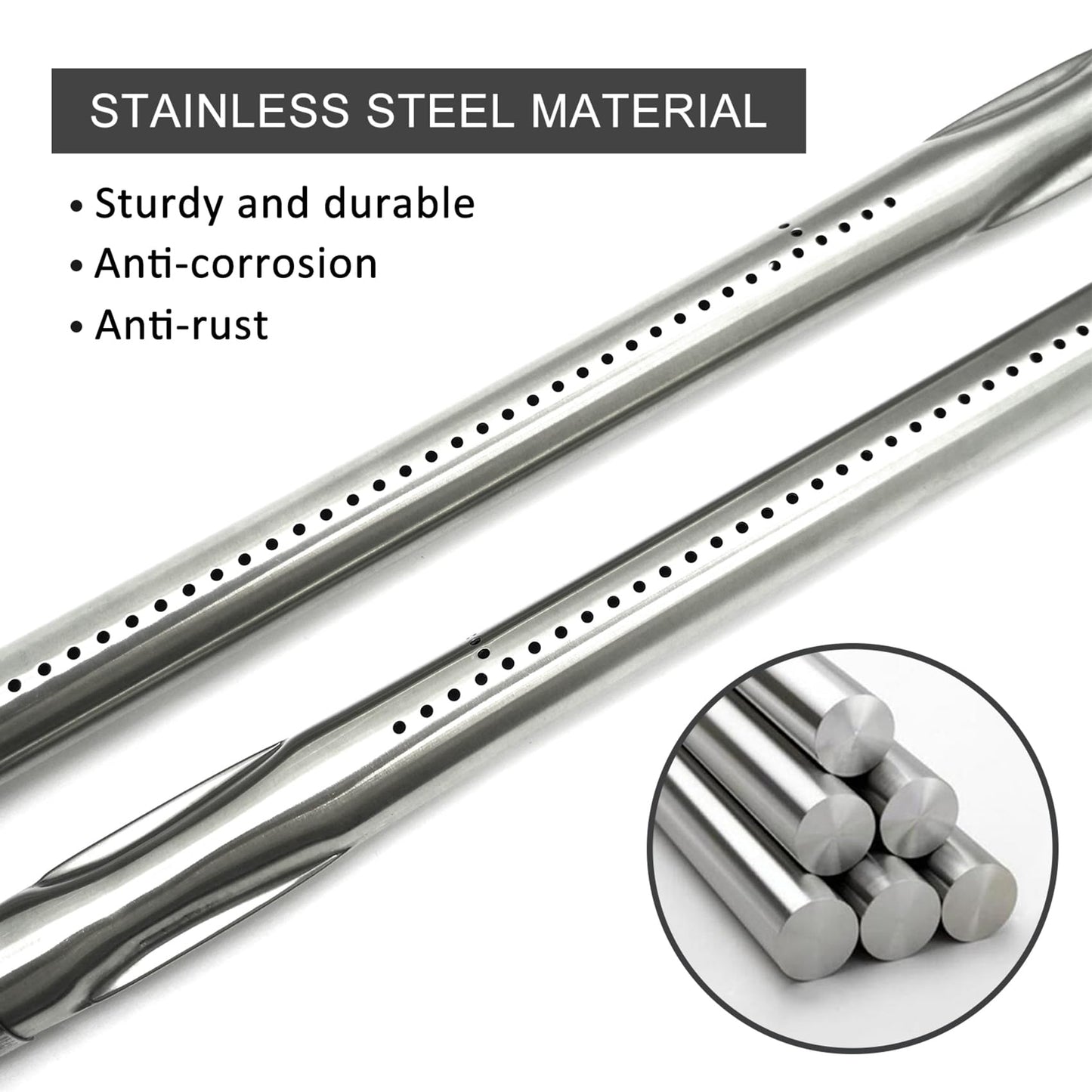 WEMEIKIT 3 Pcs BBQ Heat Sear Plate & Burner Tube Replacement for Napoleon Grills as LEX, Legend, Mirage, Lifestyle Series of 485, 605, 730, Stainless Steel 16-1/2” Heat Shield & 18-13/16“ Tube Burner