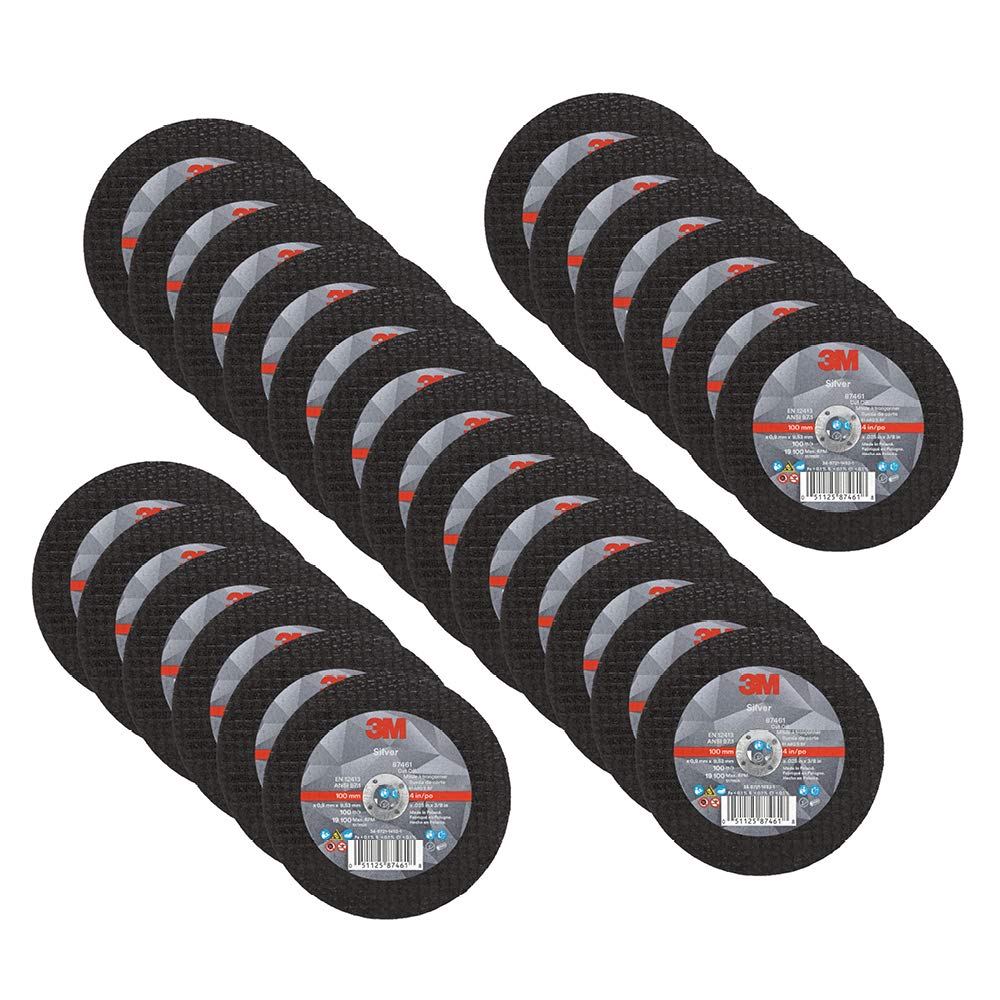 3M Silver Cut-Off Wheel 87461, T1, 4" x .035" x 3/8", Black (Pack of 25)