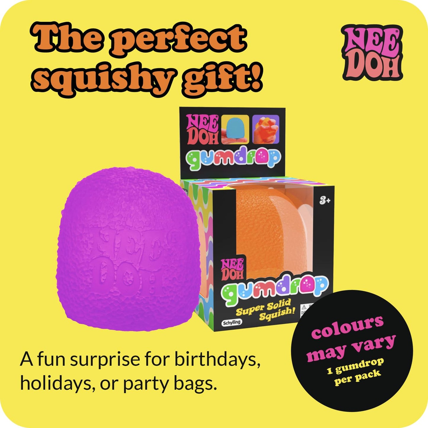 Schylling NeeDoh - Gumdrop - Soft Sensory Fidget Toy - Collectible Stress Balls - Ages 3+ - GDND