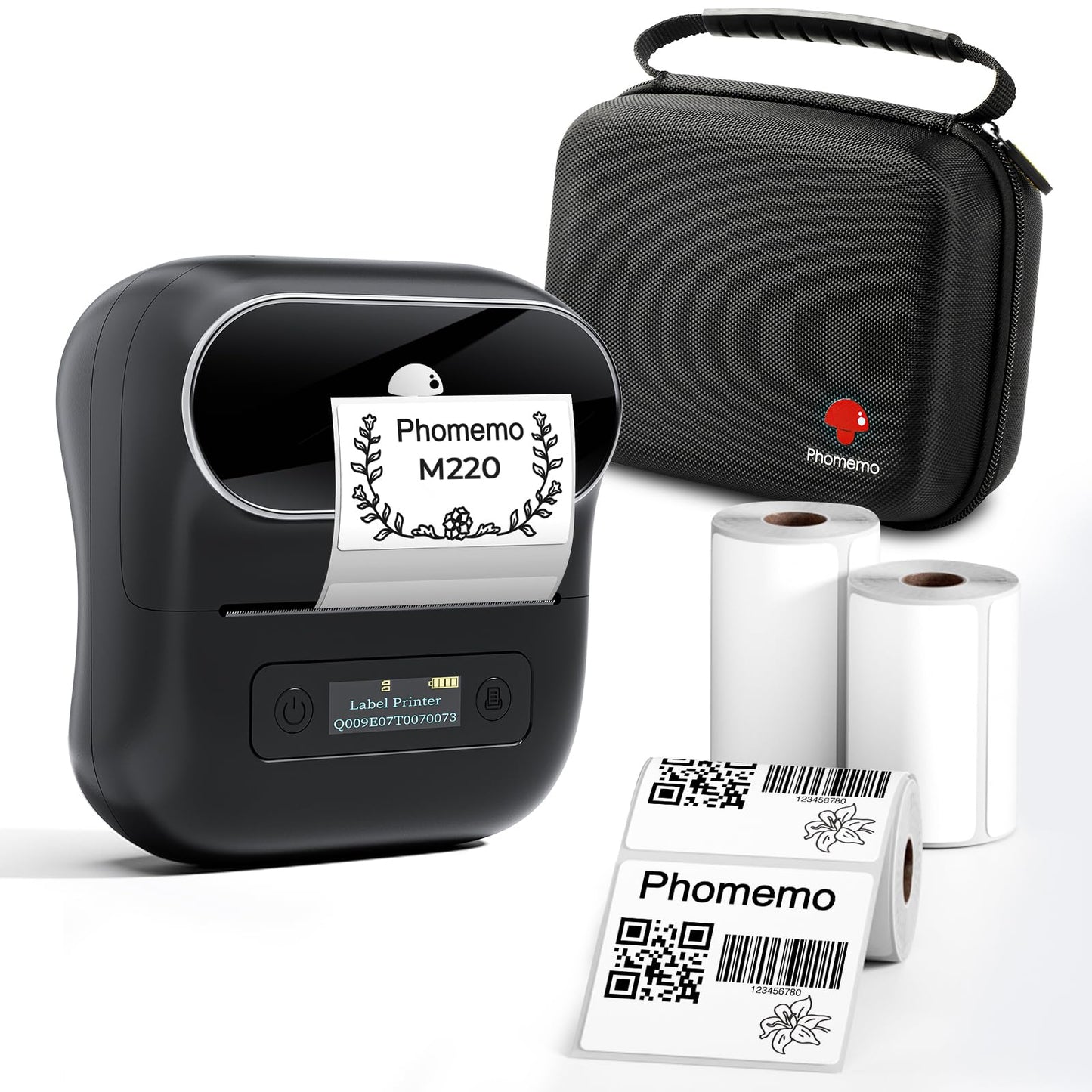 Phomemo M220 Label Maker for School, Bluetooth Label Printer for Small Business, Sticker Printer Compatible with Phone, Tablet & PC, with 3 Rolls & 1 Case
