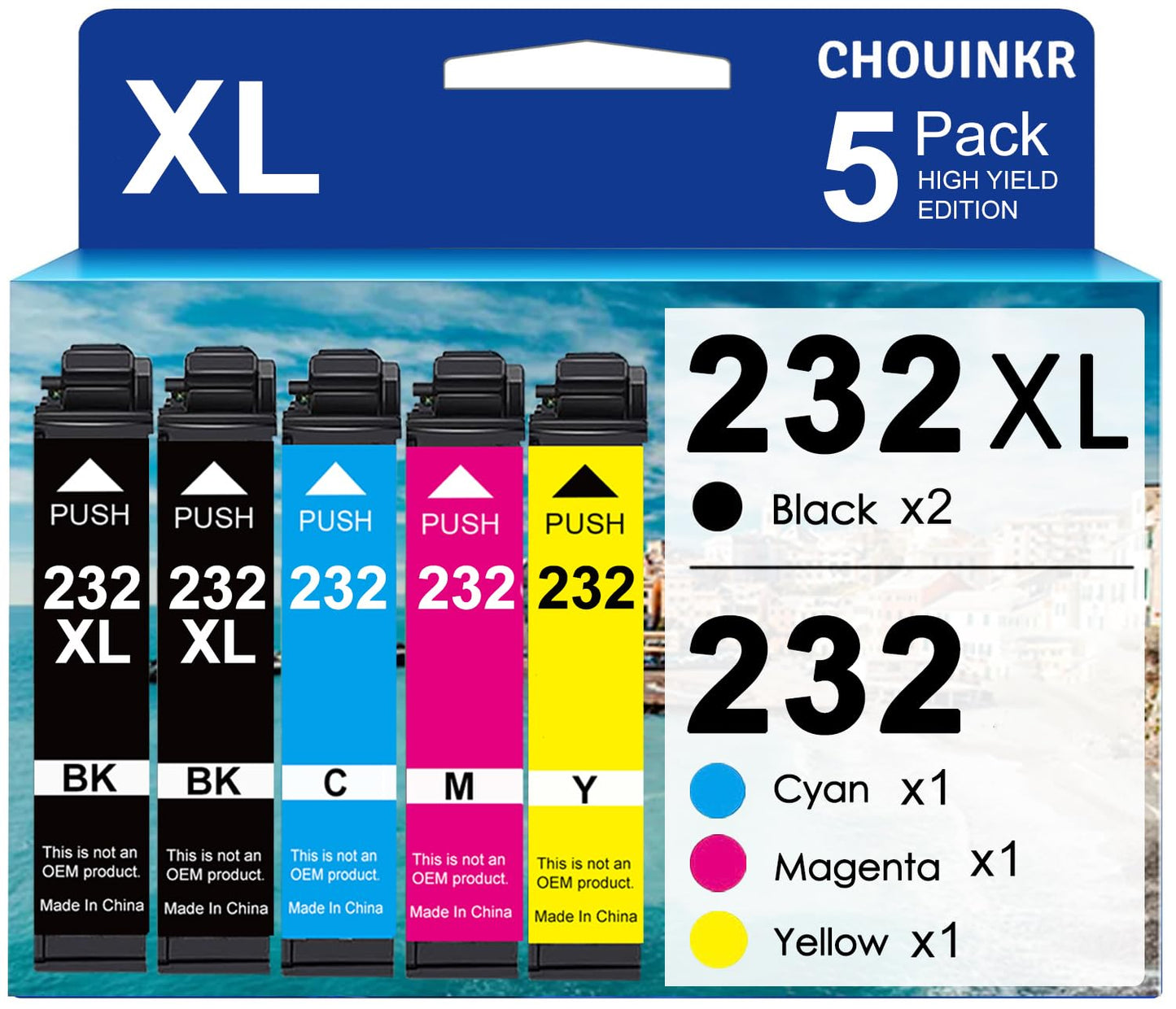232XL Ink Cartridges Latest Upgrade Remanufactured for Epson 232XL Ink Cartridges Use with Expression Home XP-4200 XP-4205 Workforce WF-2930 WF-2950 Printer (2 Black, Cyan, Magenta, Yellow, 5 Pack)