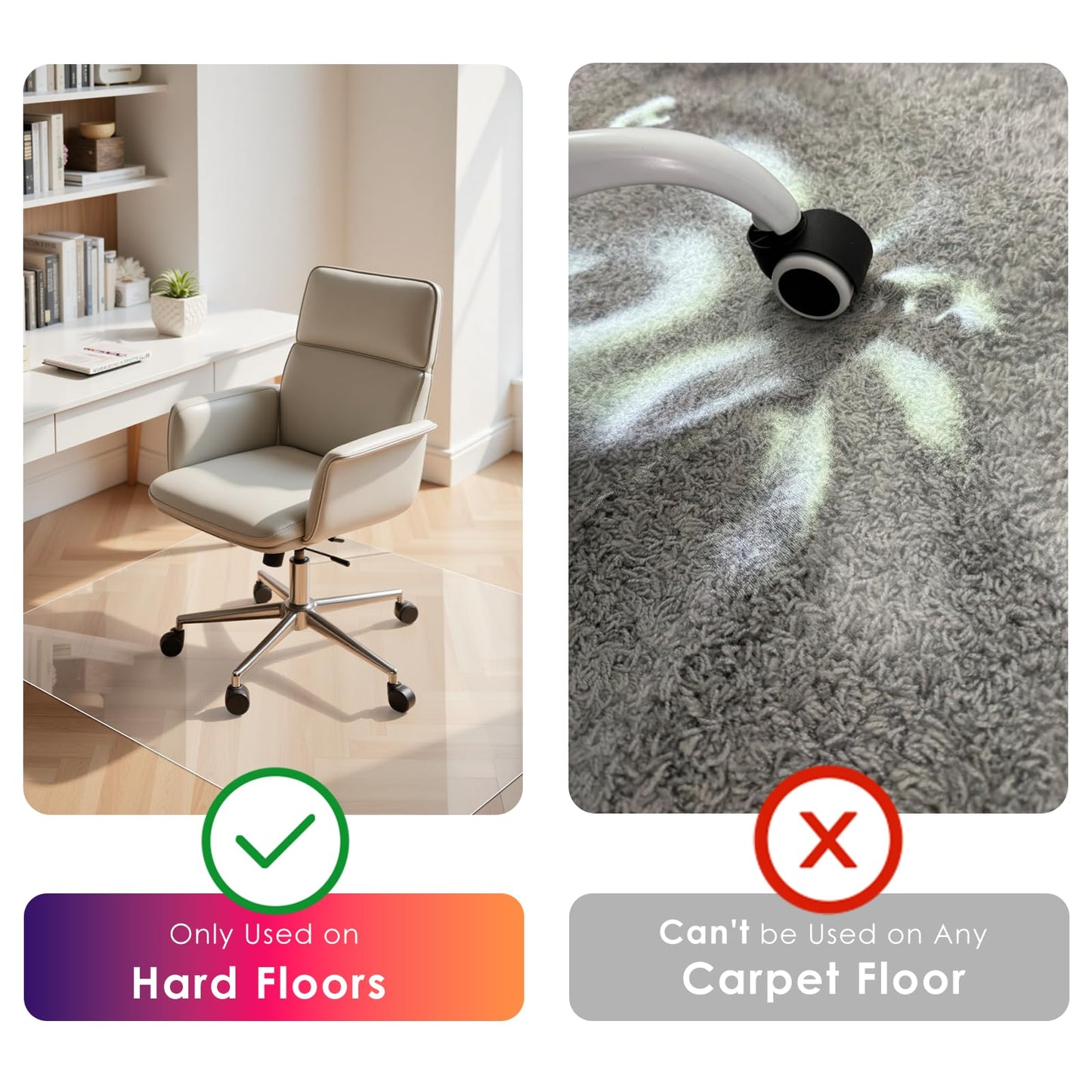 Kuyal Clear Chair mat for Hardwood Floor 46 x 60 inches Transparent Floor Mats Wood/Tile Protection Mat for Office & Home (46" X 60" Rectangle)