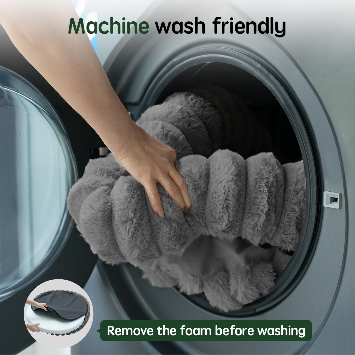 BALANCE Luxury Donut Dog Bed, 23 Inches Round Dog Beds for Small Dogs Washable, Orthopedic Calming Pet Bed for Puppy and Cats with Anti-Slip Bottom, Gray