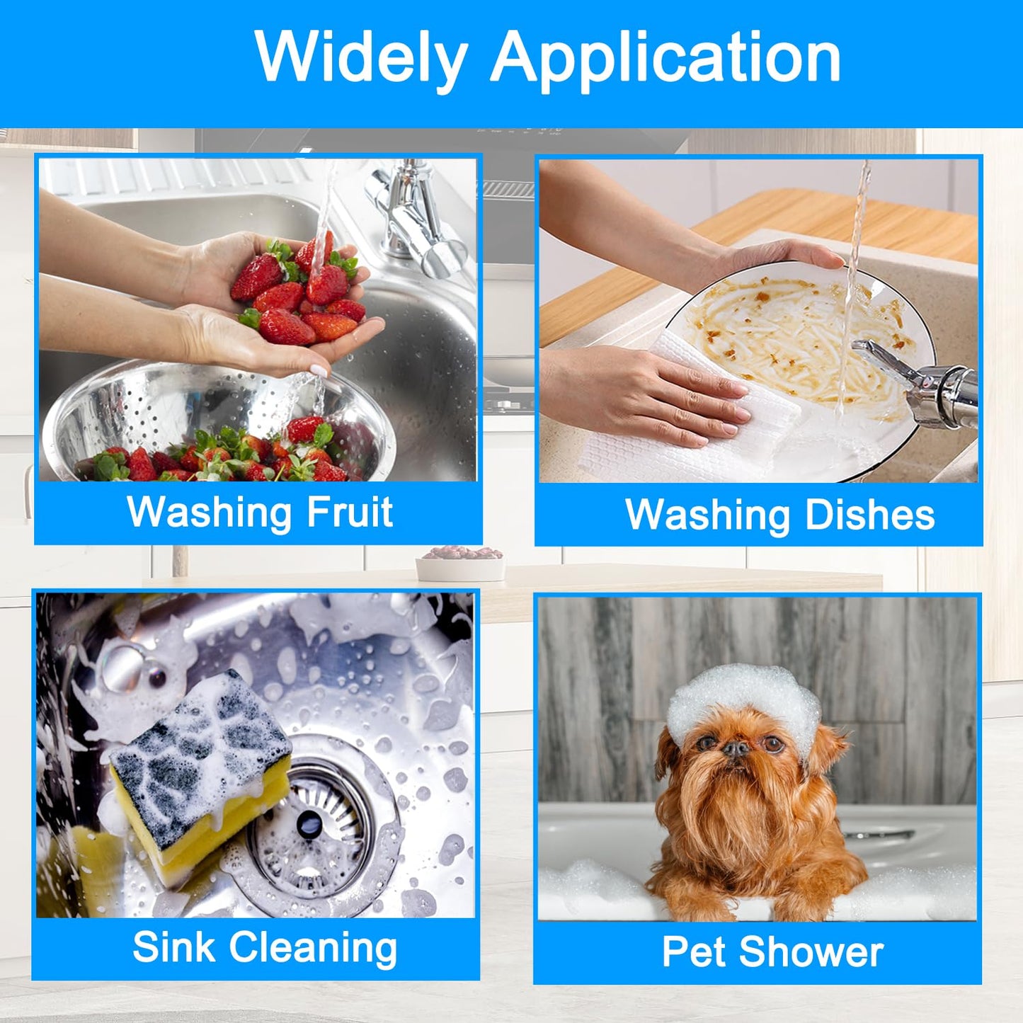 MOSELNY Kitchen Sink Sprayer Faucet Attachment, Sink Hose Attachment for Faucet with Brass Diverter and Aerator for Laundry Room, Pet Shower,Hair Washing (Brushed Nickle Sprayer Head)