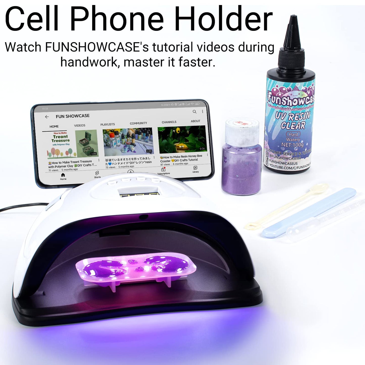 LED UV Lamp 160W Resin Curing Light Jewelry Casting Kit for Gel Nail Polish, 4 Timer Setting, Auto Sensor