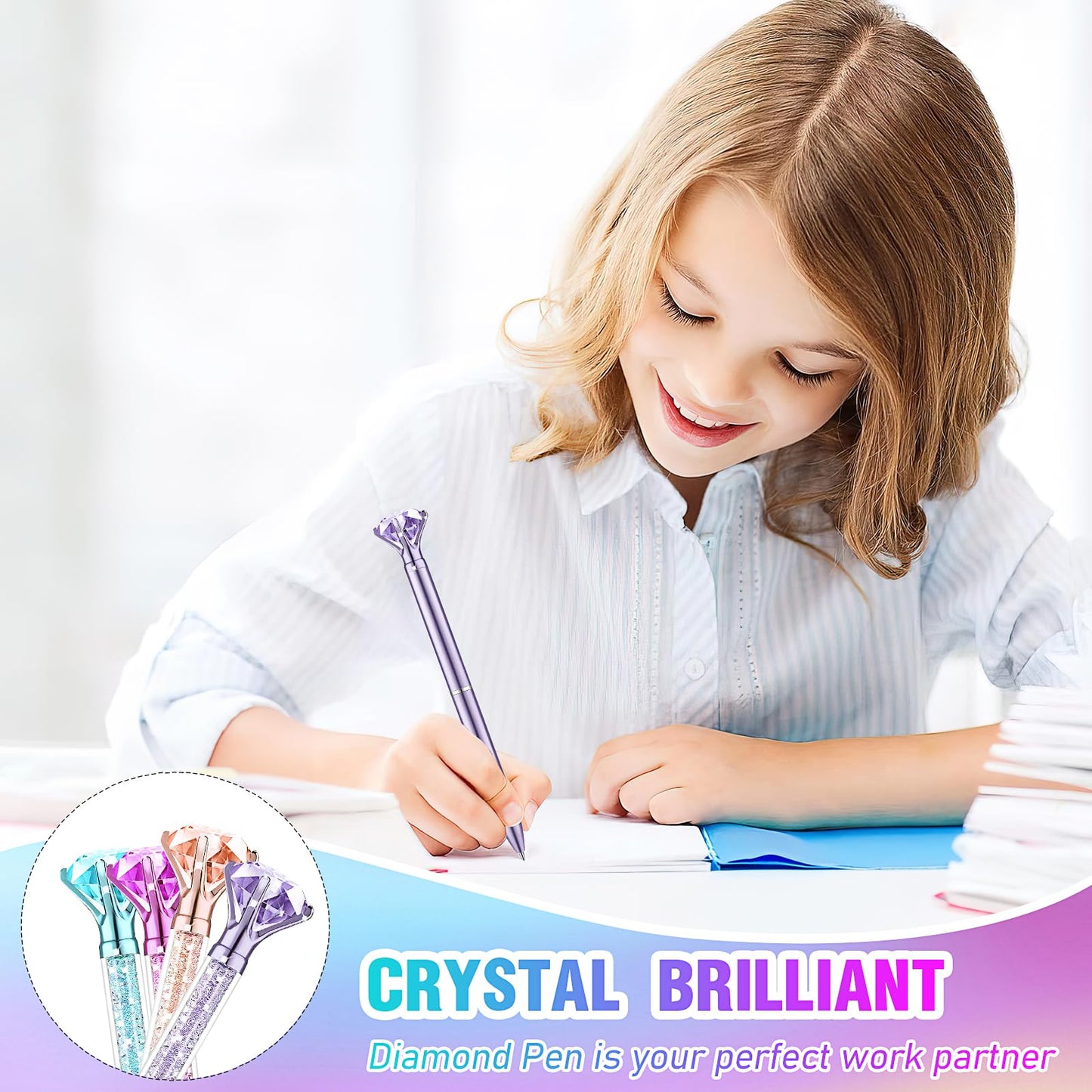 48 Pcs Diamond Pens, 0.7mm Black Ink Pens Bulk, Retractable Ballpoint Pen, Bling Crystal Pens for Engagement Wedding Signing Pen, Bridal Shower Gifts, Birthday Party Favors (2 Styles, 4 Colors)