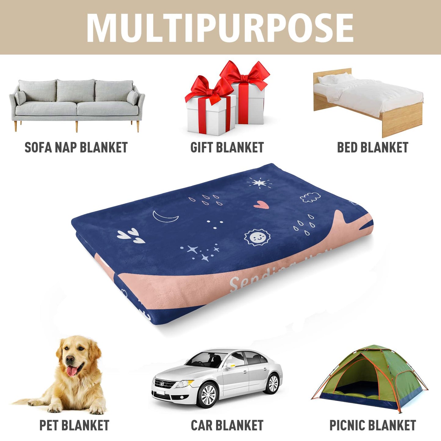 Afterprints Get Well Soon Gifts for Women Men, Hug/Healing Blanket, Thinking of You/Sympathy/After Surgery Gifts for Friends, Sister, Coworkers, Soft Throw Blankets 50'' x 60''