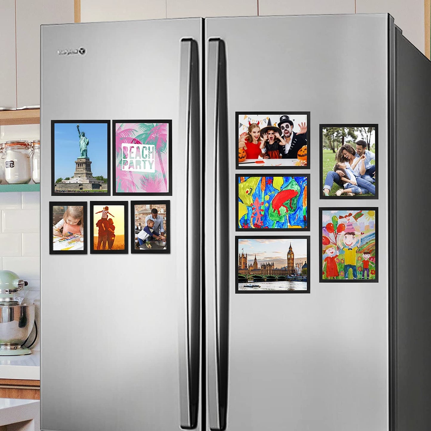 CRUGLA Magnetic 8.5 x 11 Picture Frame Set Self Adhesive Poster Document Diploma Frame Sign Paper Holder for Home Refrigerator Office Glass Window Door Cubicle Tile Wall, Black, 12 Pack