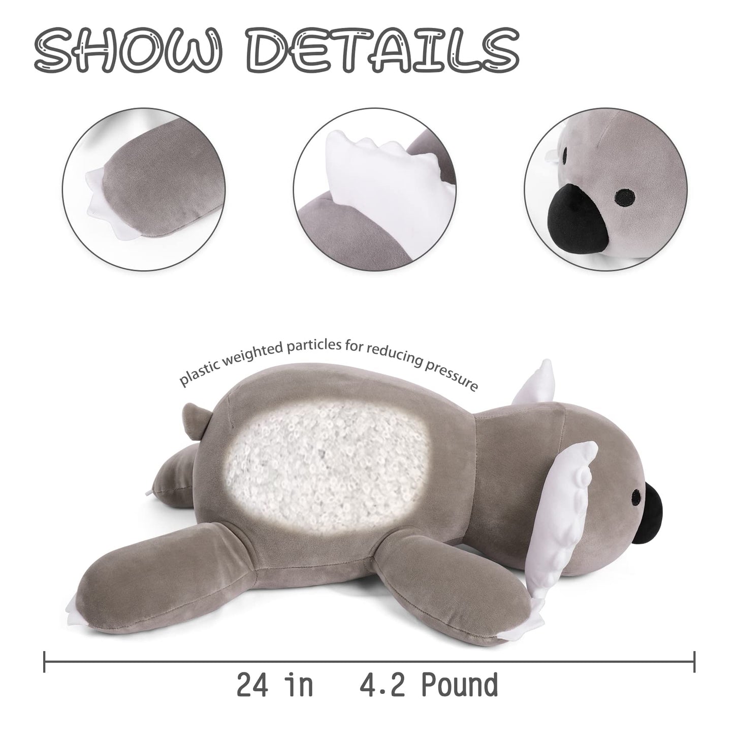 OurHonor 4.2lbs Koala Weighted Stuffed Animals, Weighted Stuffed Animal Plush 24", Giant Koala Stuffed Animal Pillow Soft Doll Toy Gifts for Kids Adults Women Men Girls Boy