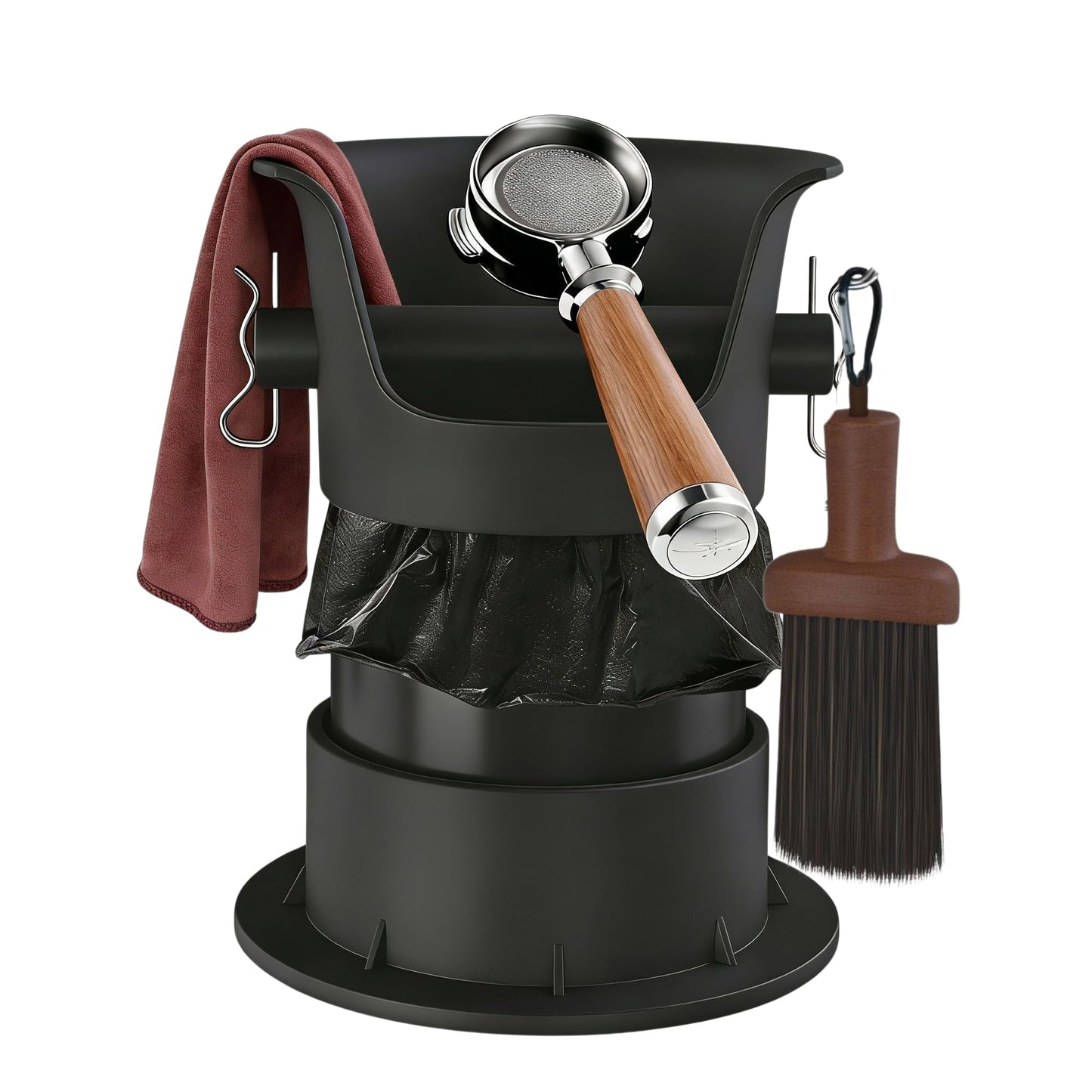 4L Knock Box Espresso, Knock Box for Grounds, Coffee Puck Dump Bin with Barista Towel, Brush and Trash Bags for Espresso Machine Cleaning, Coffee Bar Accessory for Cafes Breakroom